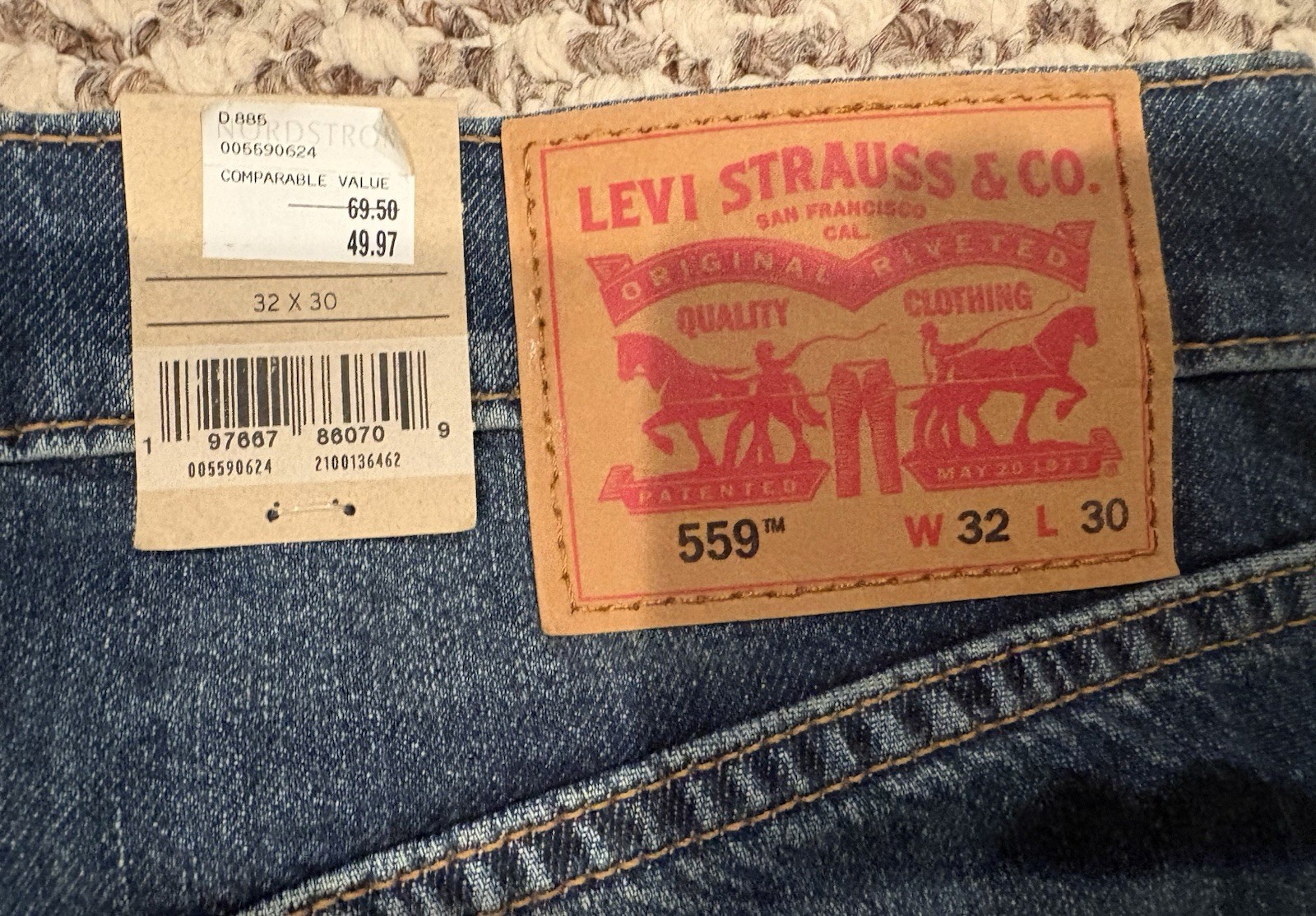 Levi’s Men’s 559 Relaxed Straight Flex Fit Blue Jeans 32×30 New With Tags!!!