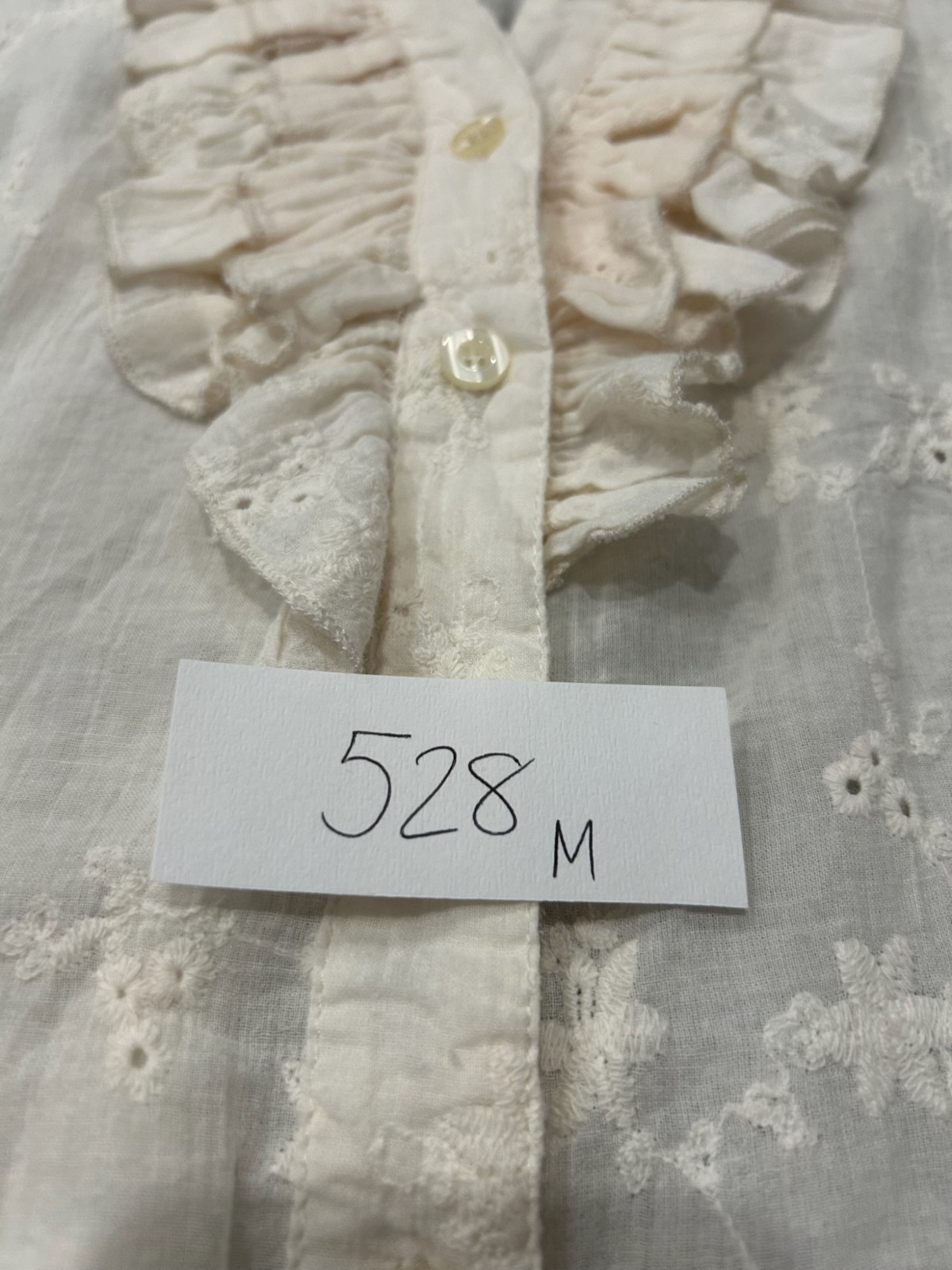 August Silk Petite Large White Embroidered Ruffle Blouse Boho Creativecore