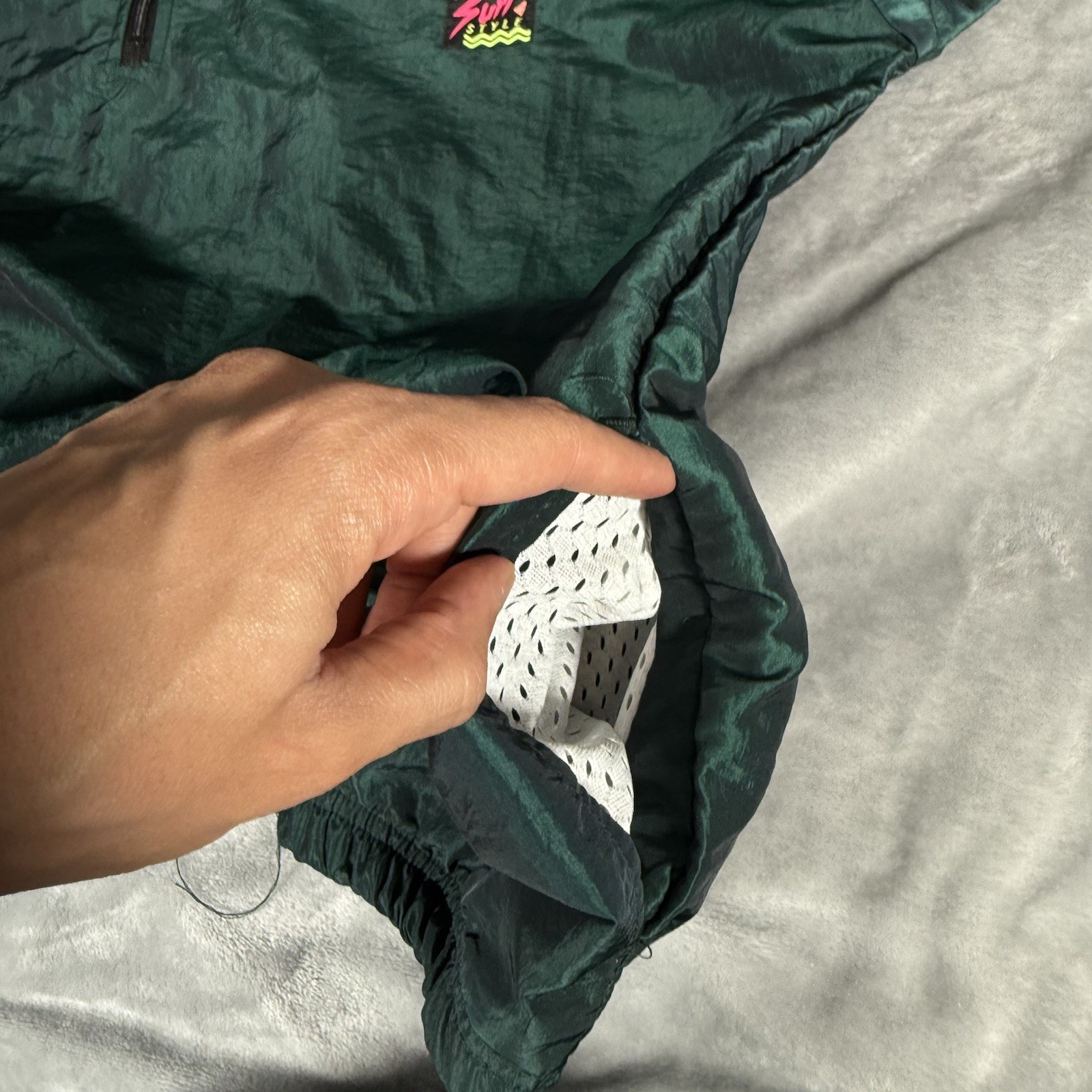 Vintage Surf Style Windbreaker Jacket Mens One Size (Fits XL) Green 90s