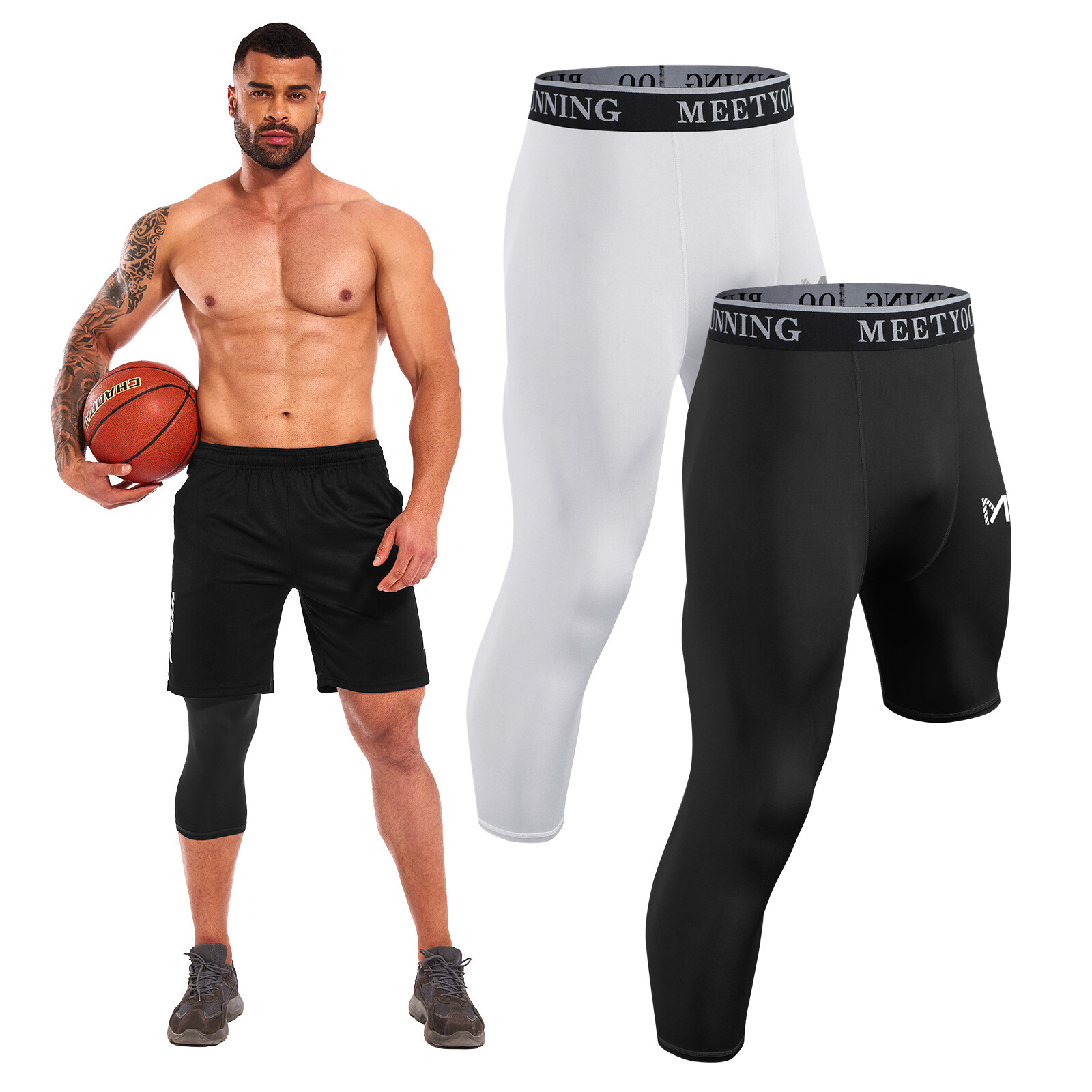 One Leg Compression Tights Full Length for Basketball Single Leg Long Pants