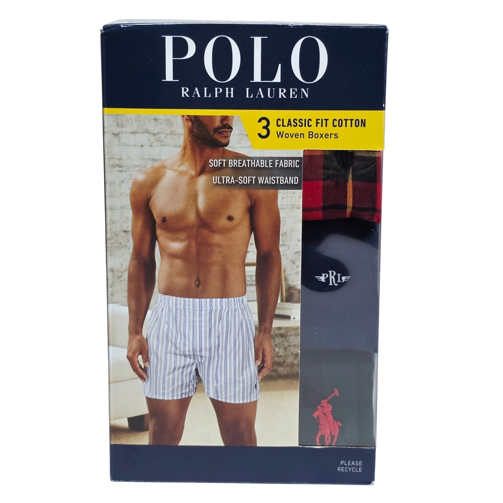 Polo Ralph Lauren Woven Boxer Shorts 3 Pack Black Watch Classic Fit Mens NWT