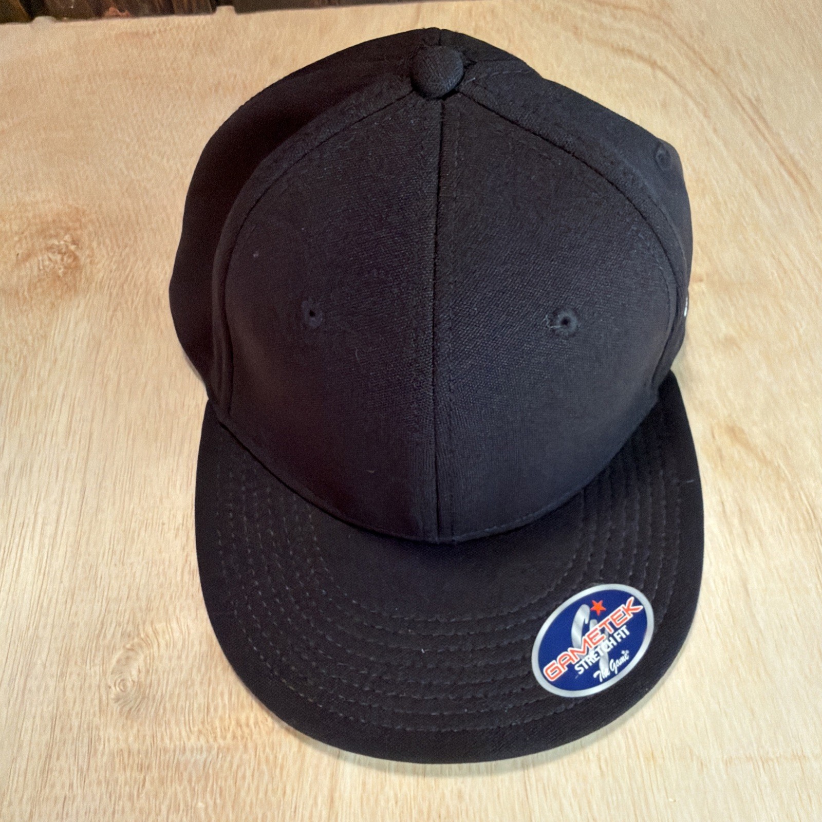 The Game Blank Stretch Fit Hat Cap Baseball Fitted M Medium Black Umpire Flat