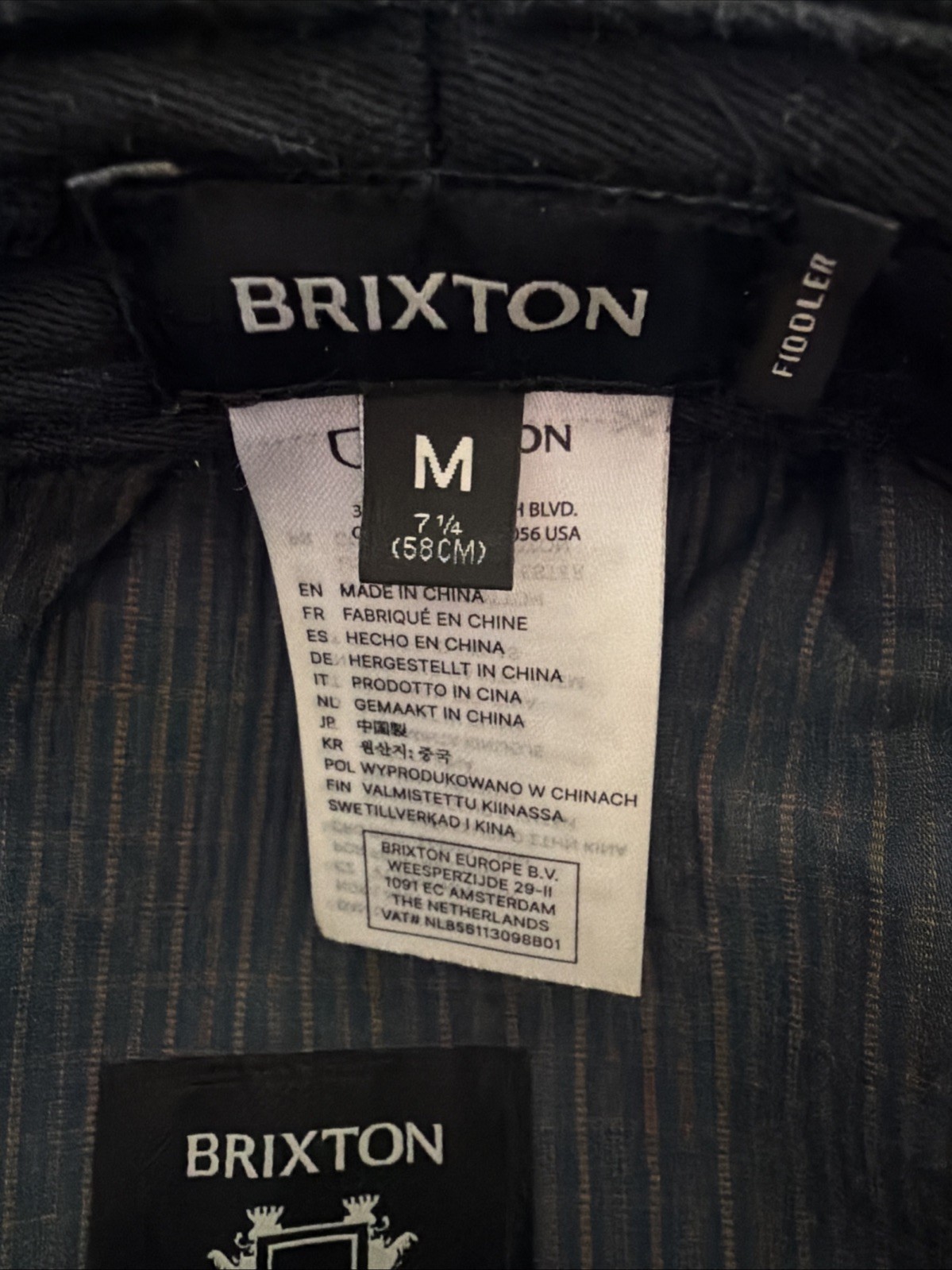 Brixton Fiddler Cap Size 7 1/4 Black Wool Blend Sailor Newsboy Baker Boy Hat