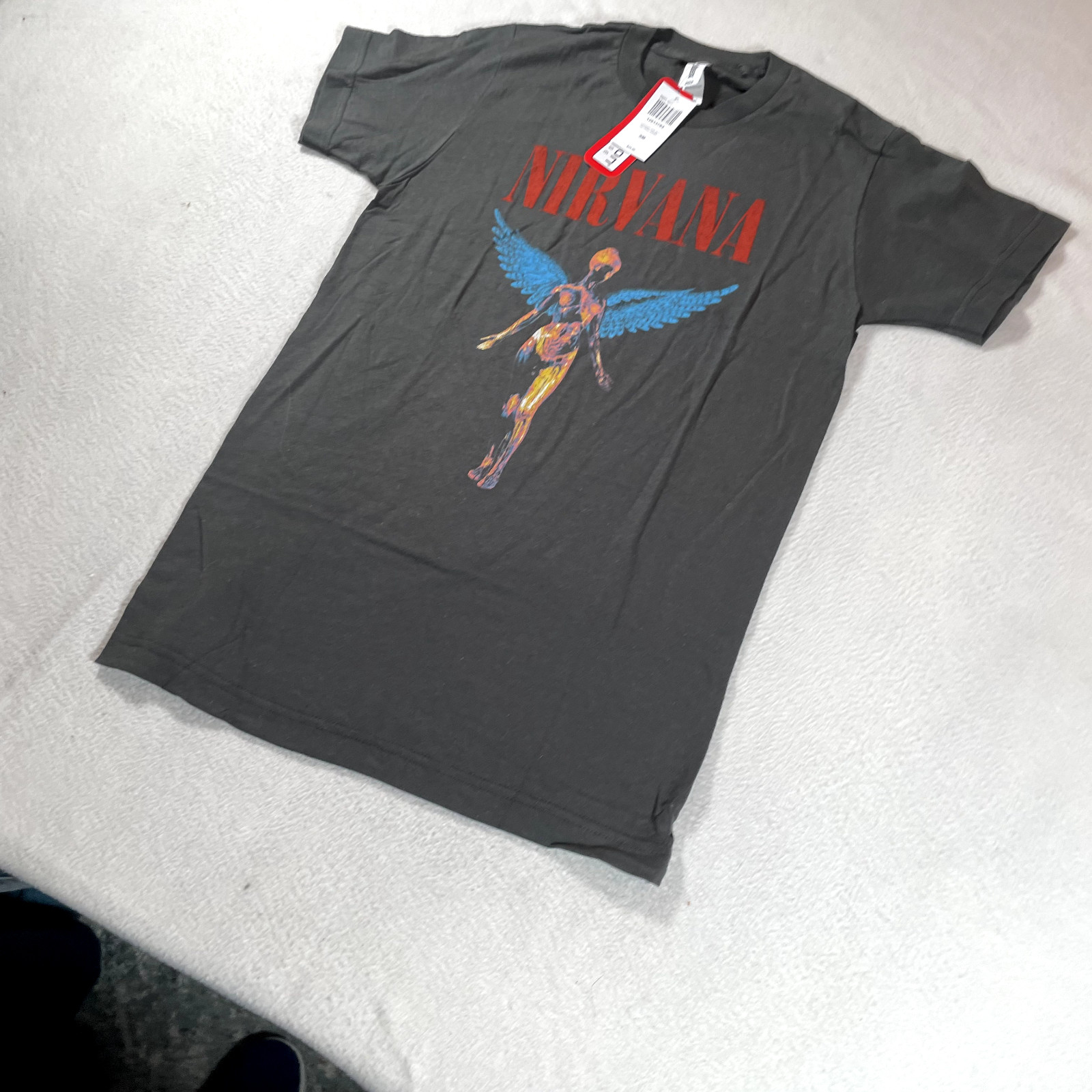 Nirvana Shirt Mens Small Gray Retro Rock Music Band Tour T Tultex In Utero New