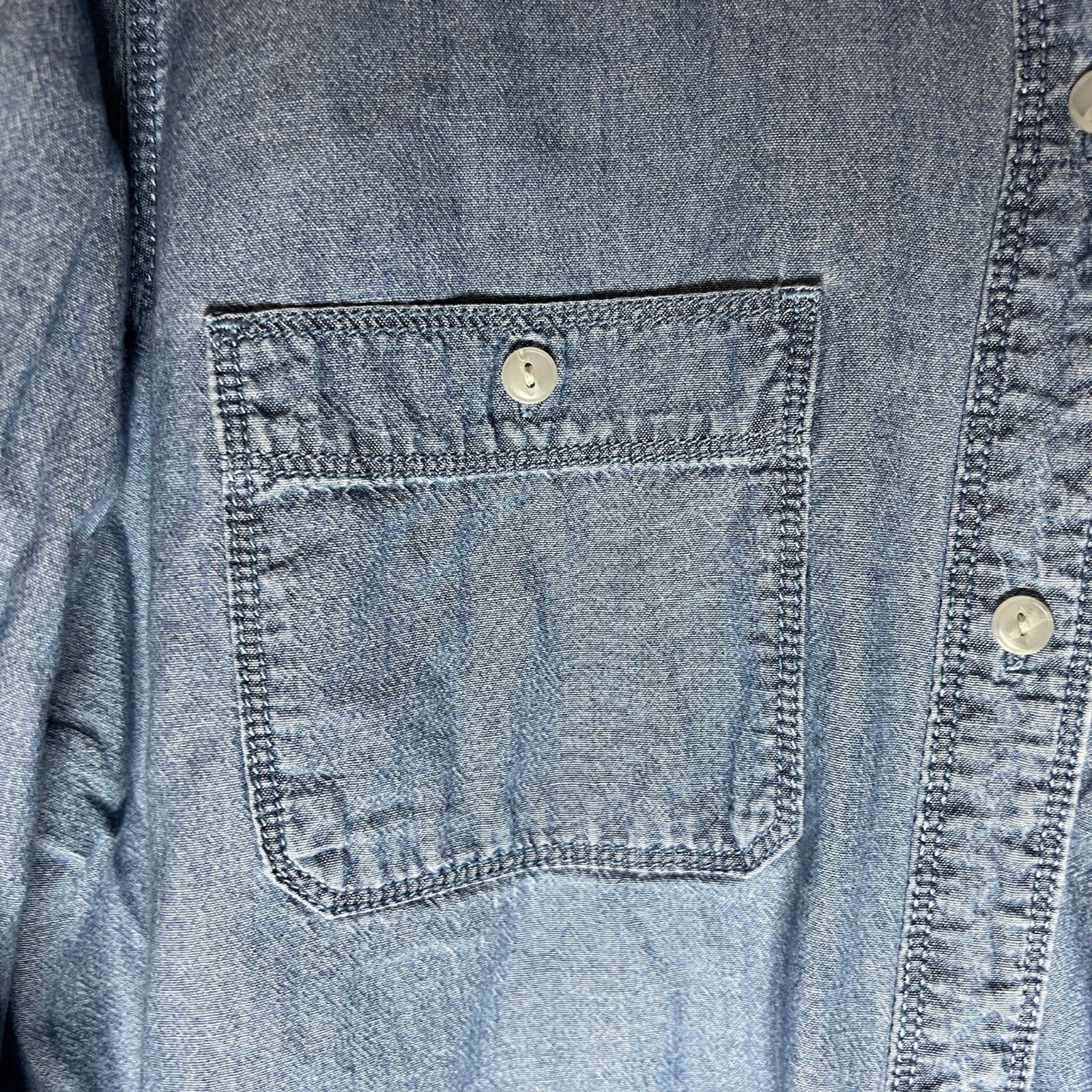 Liz Claiborne Denim Long Sleeve Button Up 100% Organic Cotton No Size