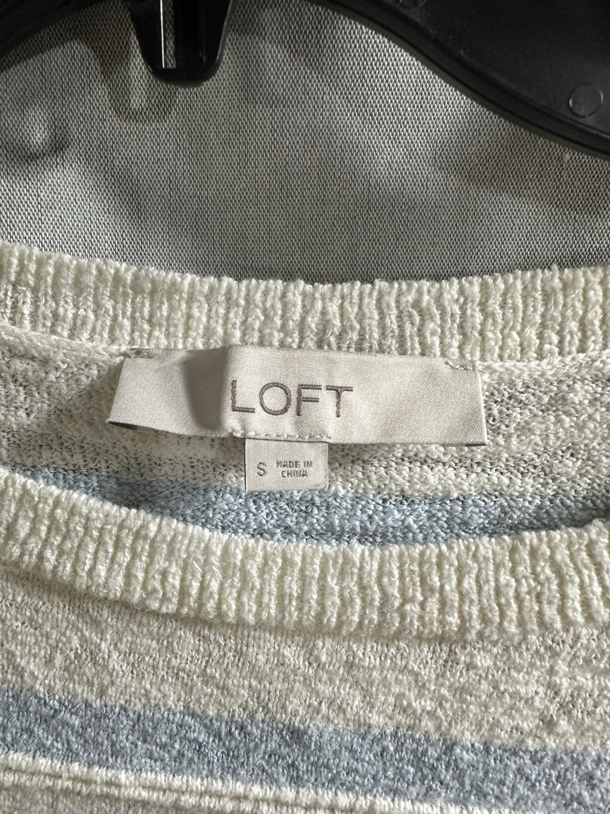 LOFT Tunic Top Womens Small Striped Blue Ivory Oversized Costal Beachy