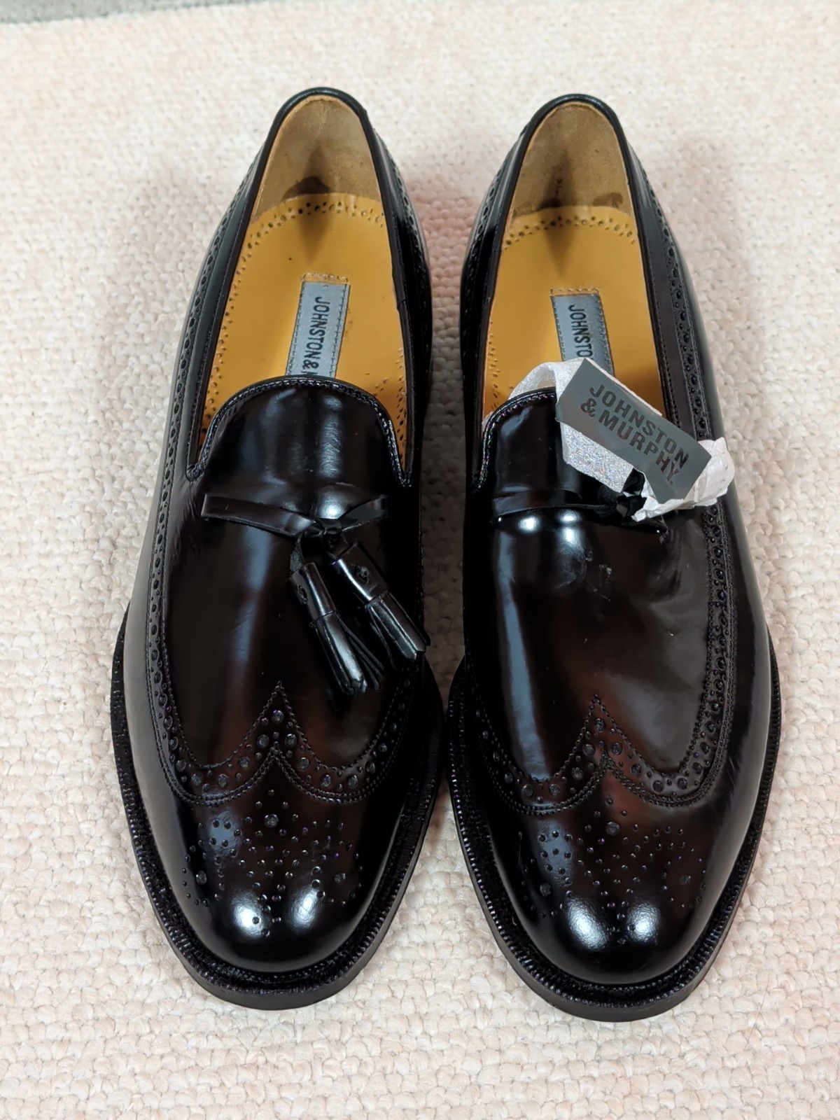 Johnson & Murphy Aristocraft loafer shoes Leather Tassle Black Men’s 10.5 A/3A