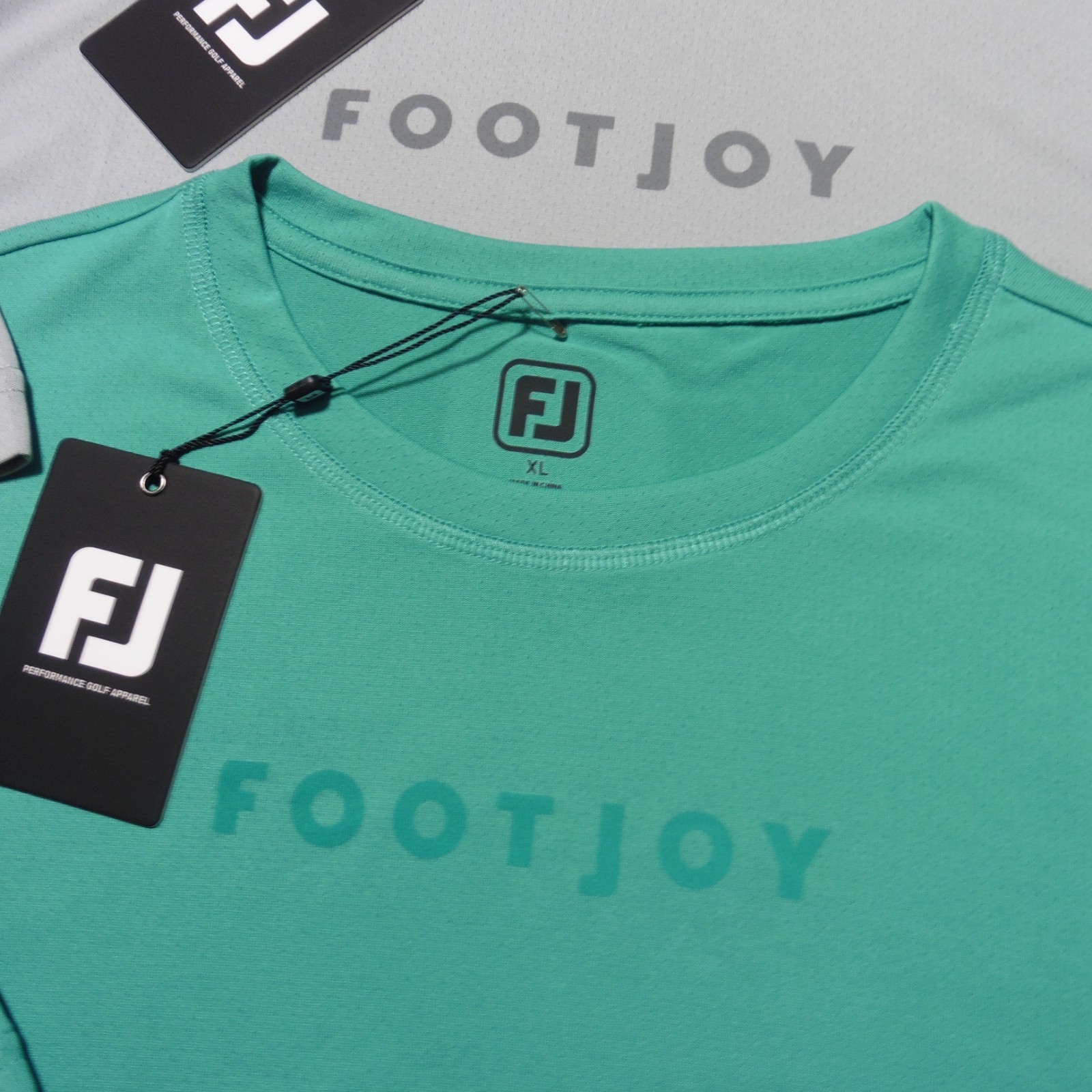 FOOTJOY Mens M MEDIUM T SHIRT TRAINING WORKOUT GOLF POLYESTER GREY BLUE GREEN