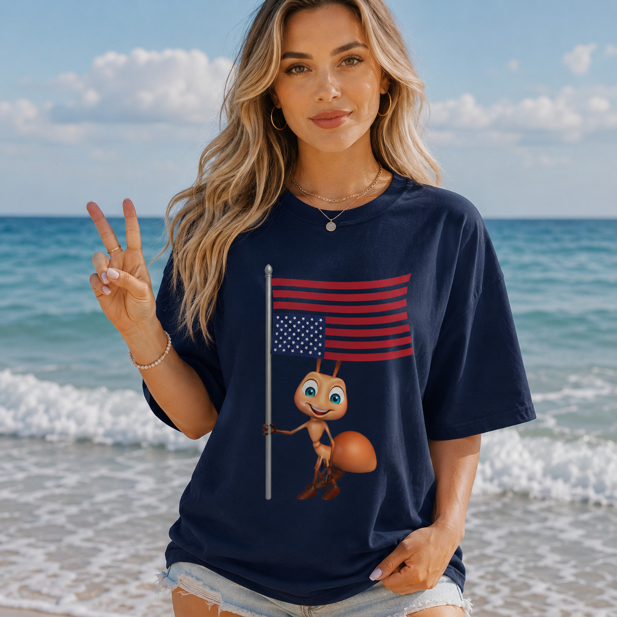 Patriotic Bee Shirt Uncle Sam Hat USA Flag Funny Fourth Of July Tee