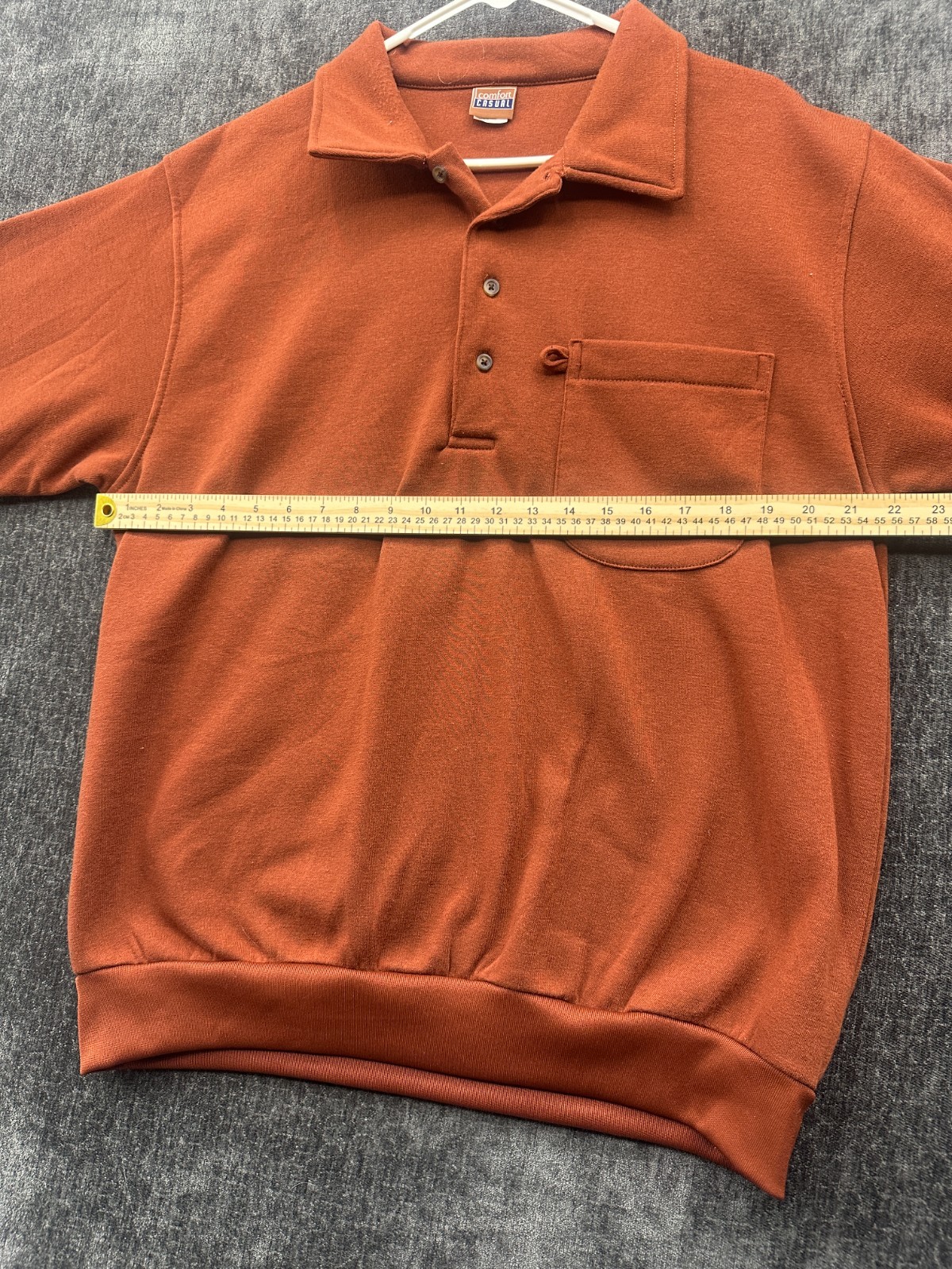 Comfort Casual Sweatshirt Mens Large Orange Knit Ribbed Collared Performance
