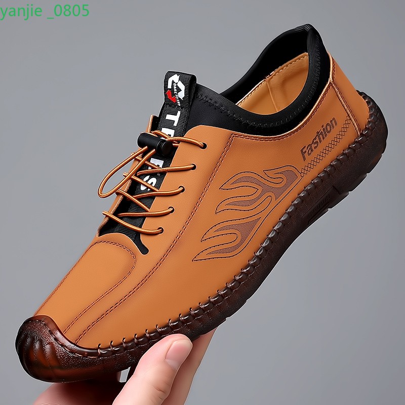 Men’s Faux Leather Casual Shoes Lace Up Round Toe Slip On Fashion Summer Retro