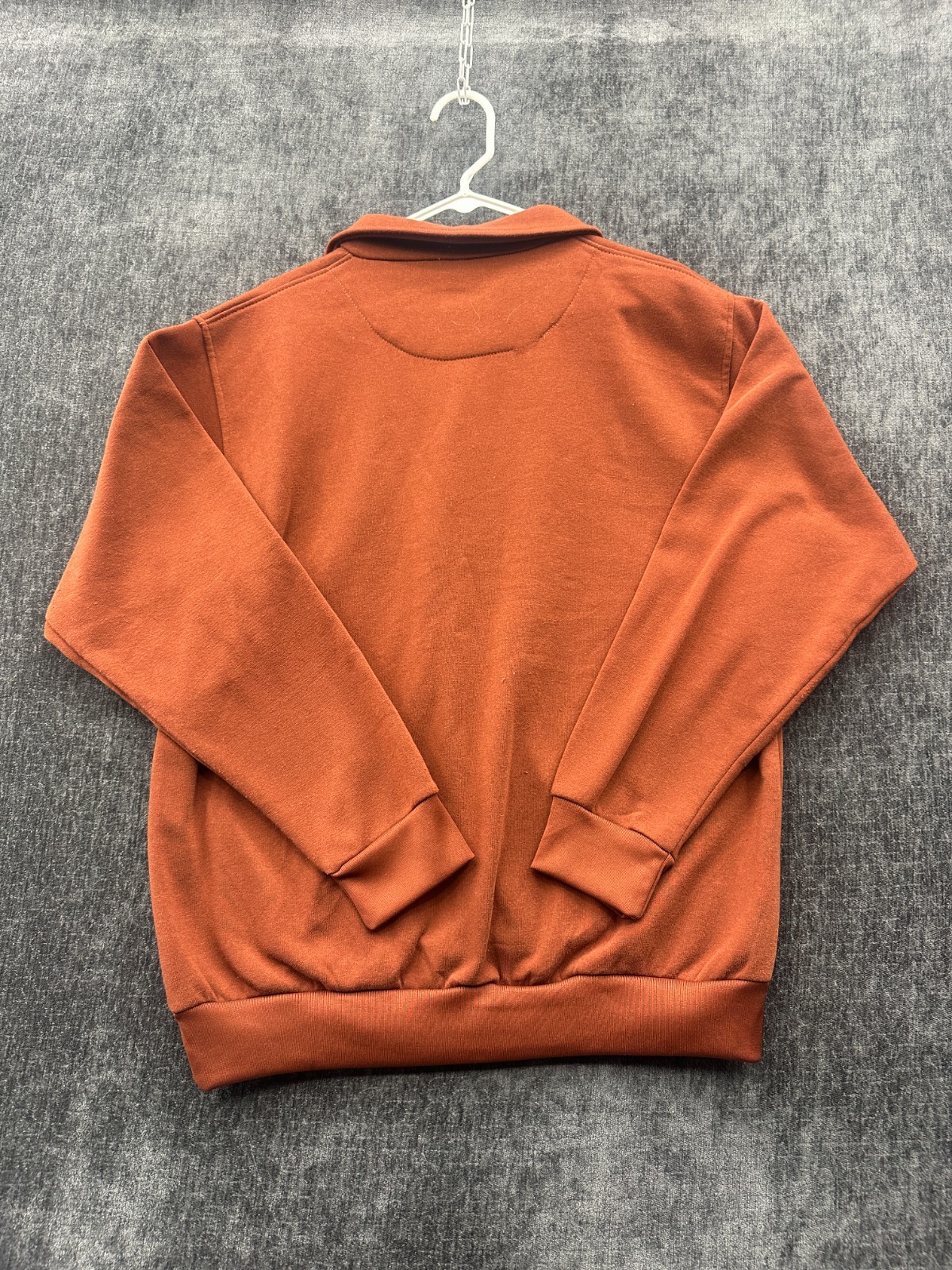 Comfort Casual Sweatshirt Mens Large Orange Knit Ribbed Collared Performance