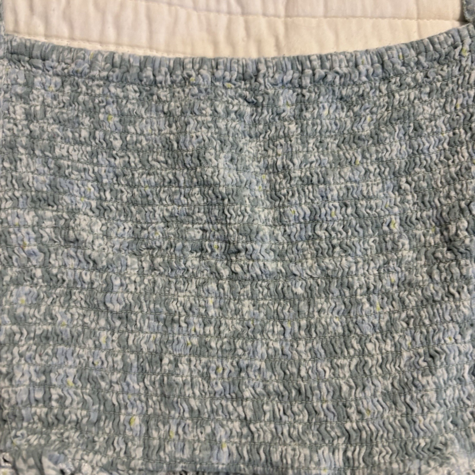 America Eagle Blue Plaid Eyelet Crop Top Flutter Sleeve Babydoll Cottagecore XL