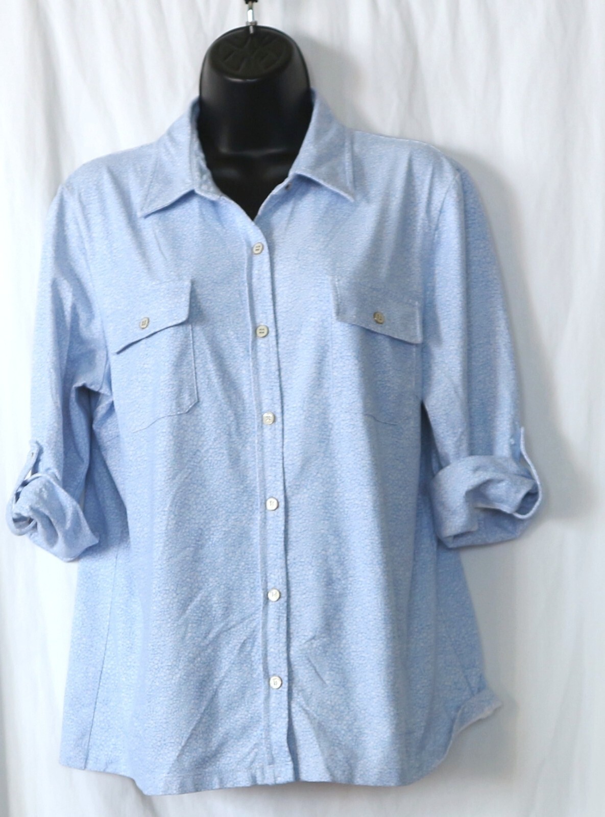 J. MCLAUGHLIN Blue Print Catalina Cloth Blse 42 In Chst 25 In Lng Sz L EXC