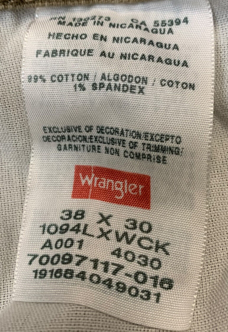 Wrangler Workwear Carpenter Pants Mens 38×30 99% Cotton/ 1% Spandex RN130273