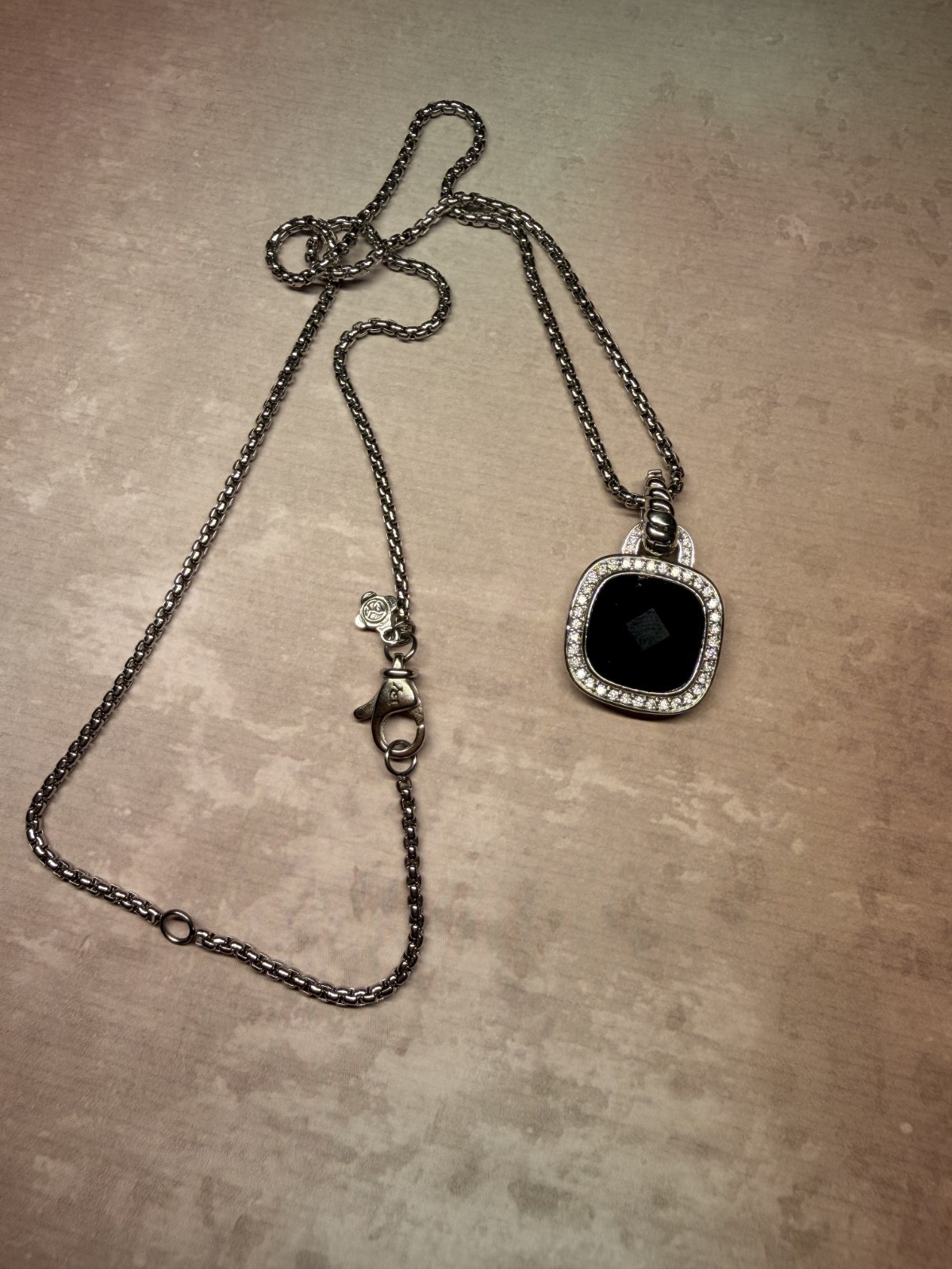 david yurman sterling silver 925 black onyx 20mm necklace 18″
