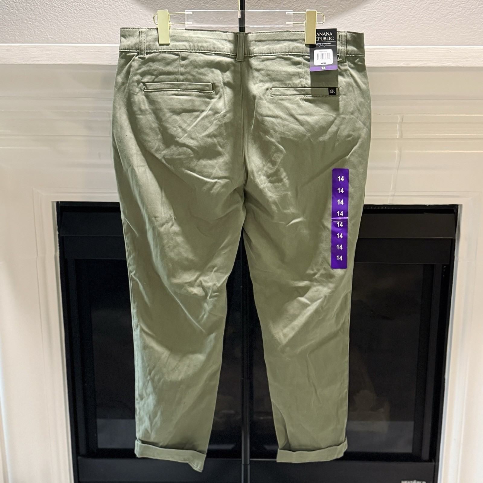 NWT Banana Republic Woman’s Organic Cotton Stretch Chino Pants Olive Green 14
