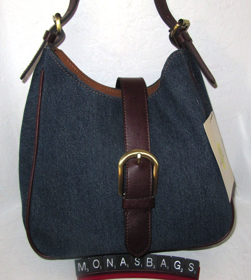 Patricia Nash Verretto Adjustable Shoulder Bag Dark Denim Stone washed blue