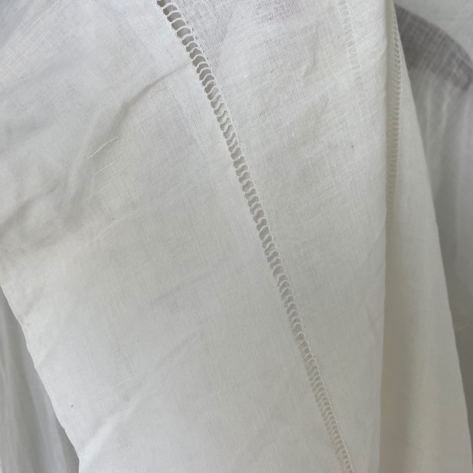 White Muslin Weight Dress Cotton Dress Drop Waist 1910s 1920s French Workwear L