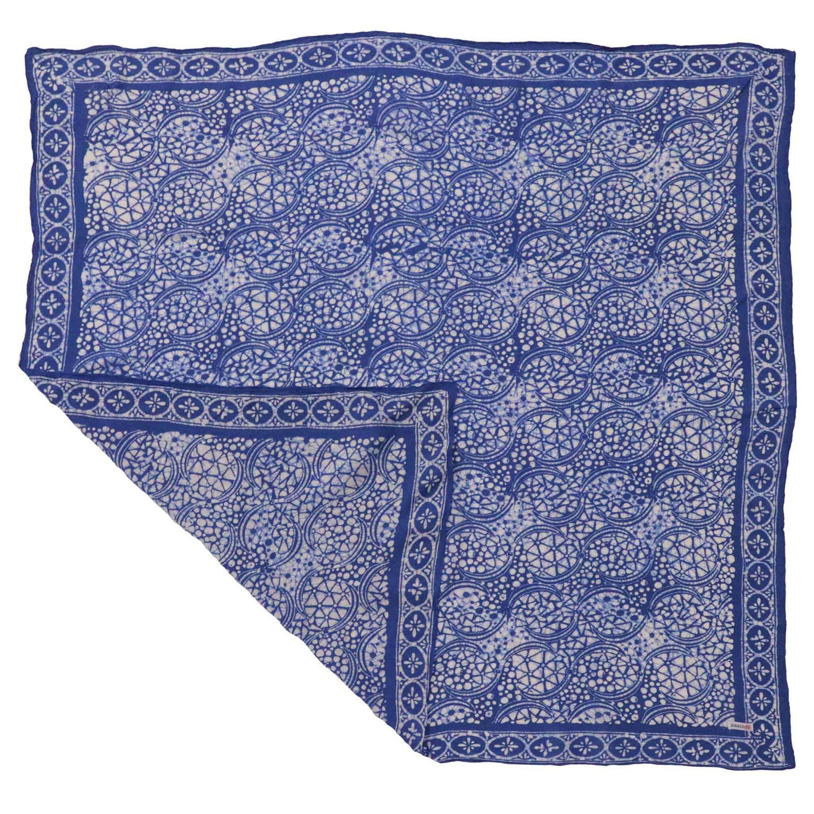 Large 39″ Hand Dyed Batik Bandana – Soft Lightweight Cotton, Blue Stone