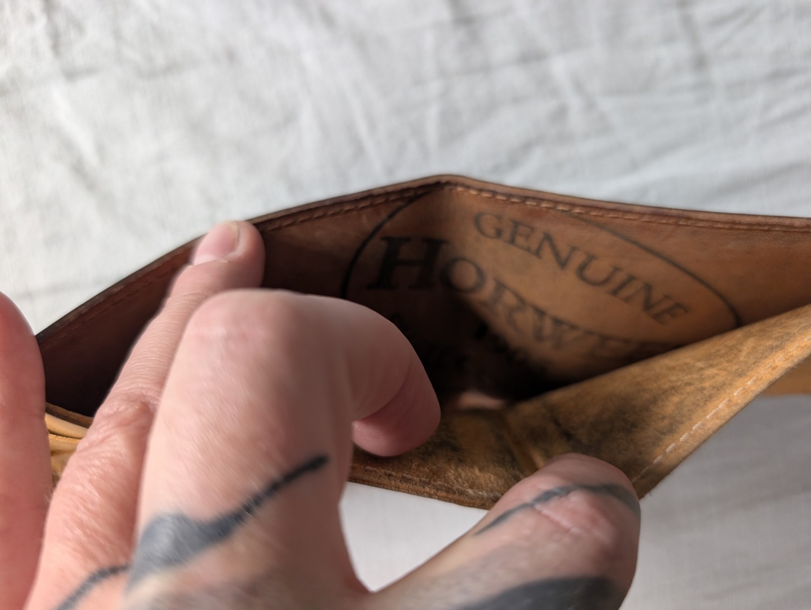 Ashland Leather Brown Shell Cordovan Johnny the Fox Wallet USA Heavy Patina