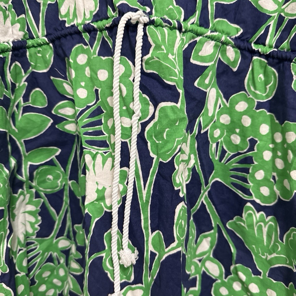 Lilly Pulitzer Women’s XS Green Blue White Floral V-Neck 3/4 Drawstring Dress