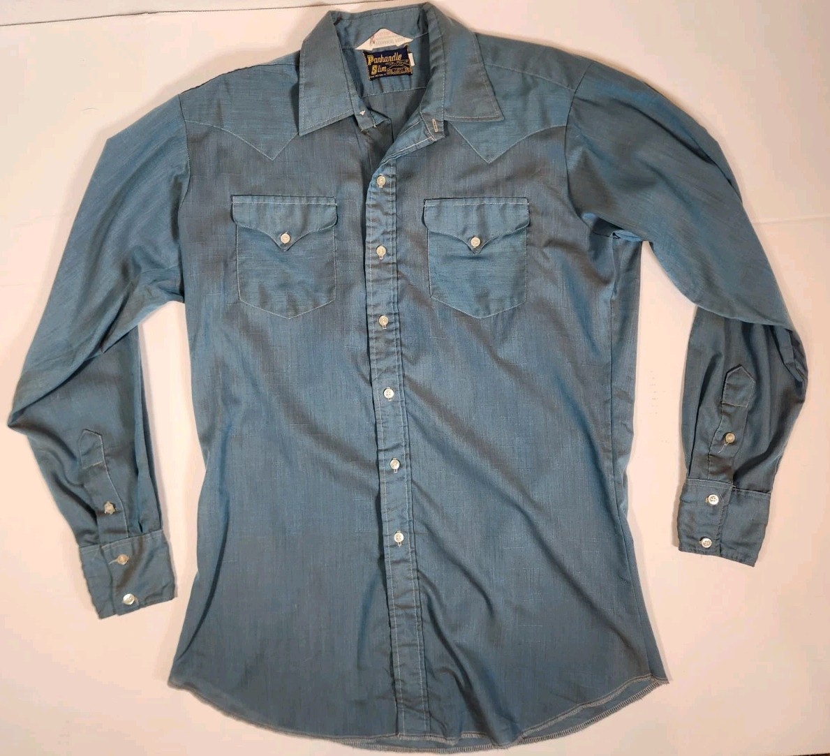 Panhandle Slim Mens Western Button-up Shirt Blue Size 16/35