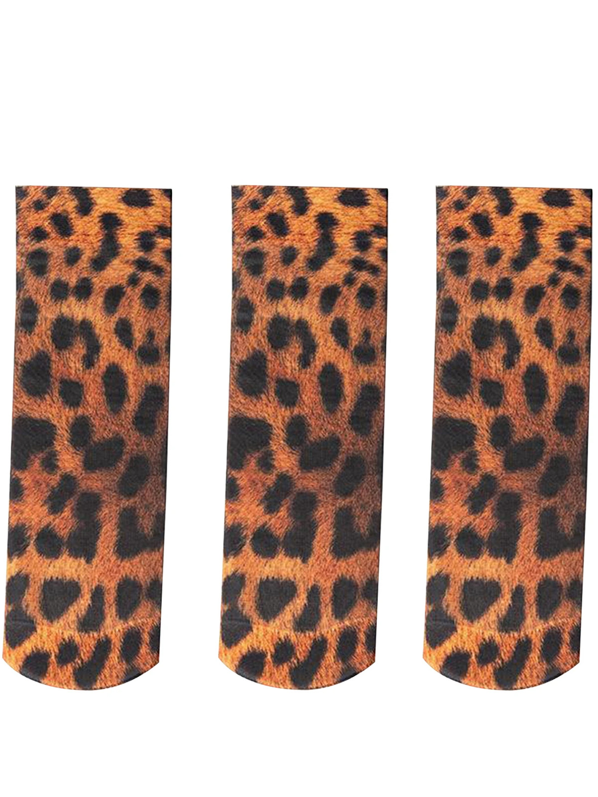 3 Pairs Leopard Large Flower Print Short Socks Stocking High Elastic Comfortable
