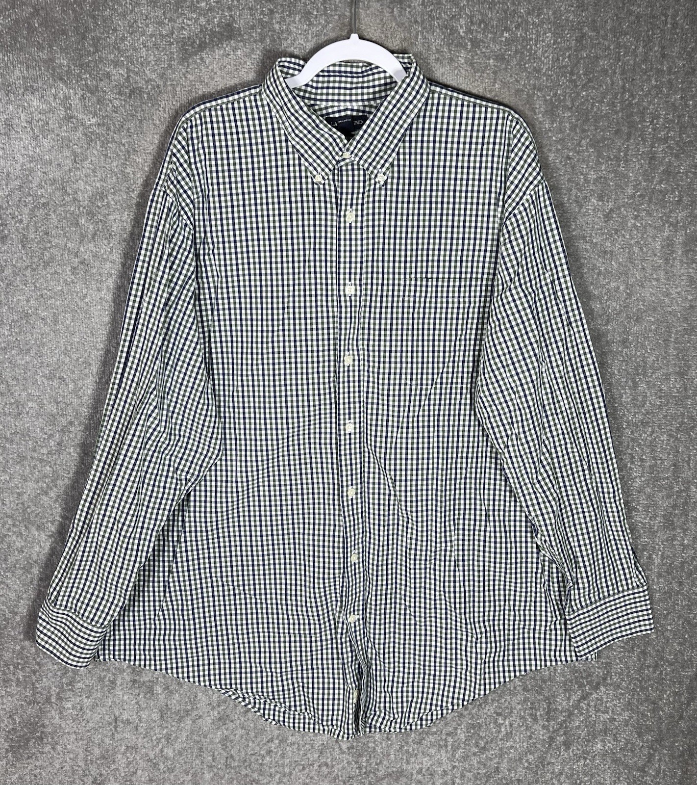 Lands End Traditional Fit Button Down Shirt Mens Size 18.5-35 Blue Green White
