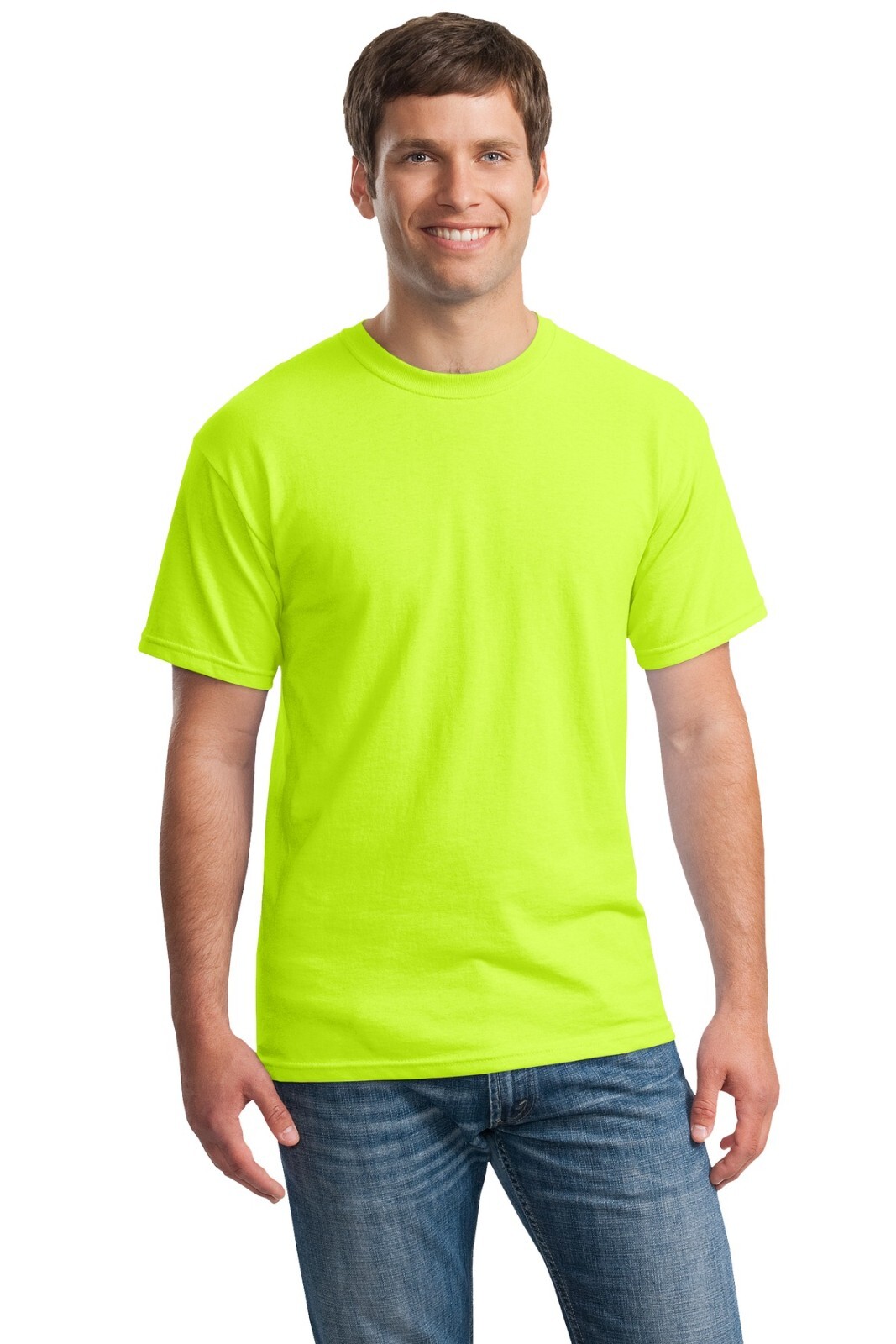 GILDAN High Visibility Shirts Safety Orange Green 6 Pack Mix 5.3 Oz Hi Vis Tee
