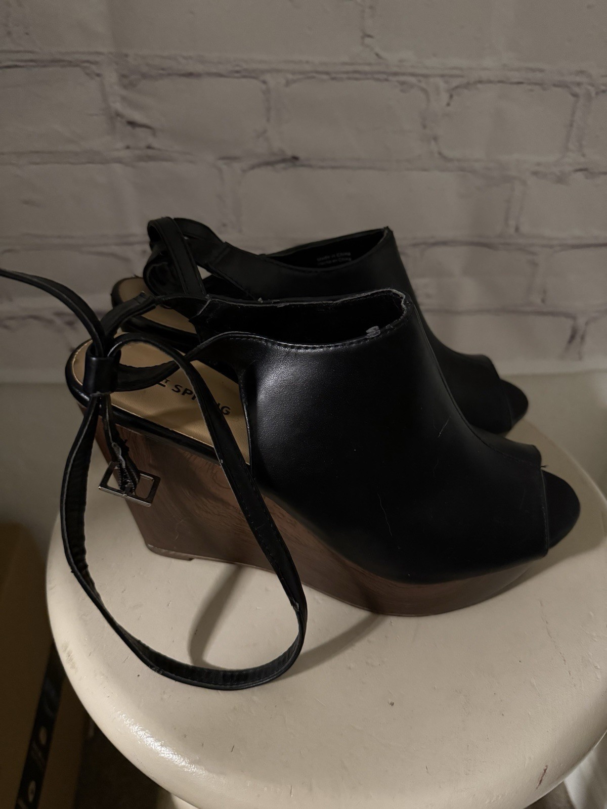 Call It Spring Black Heels Brown Platform about 4″ High Women’s US 8.5 EUR 39