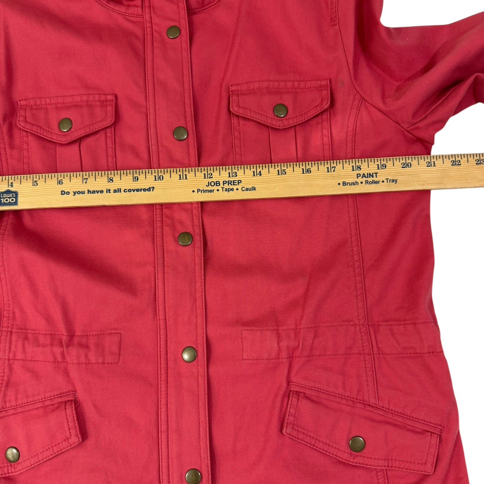 TALBOTS Jacket L Safari Field Utility Button Zip Up Twill Cotton Tencel Orange