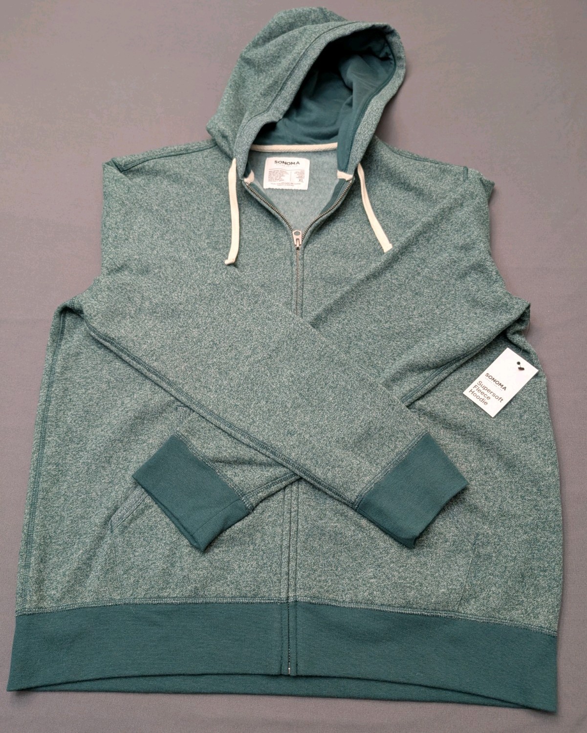 Sonoma Goods For Life Supersoft Men’s XL Green Full Zip Hoodie w/ Pockets