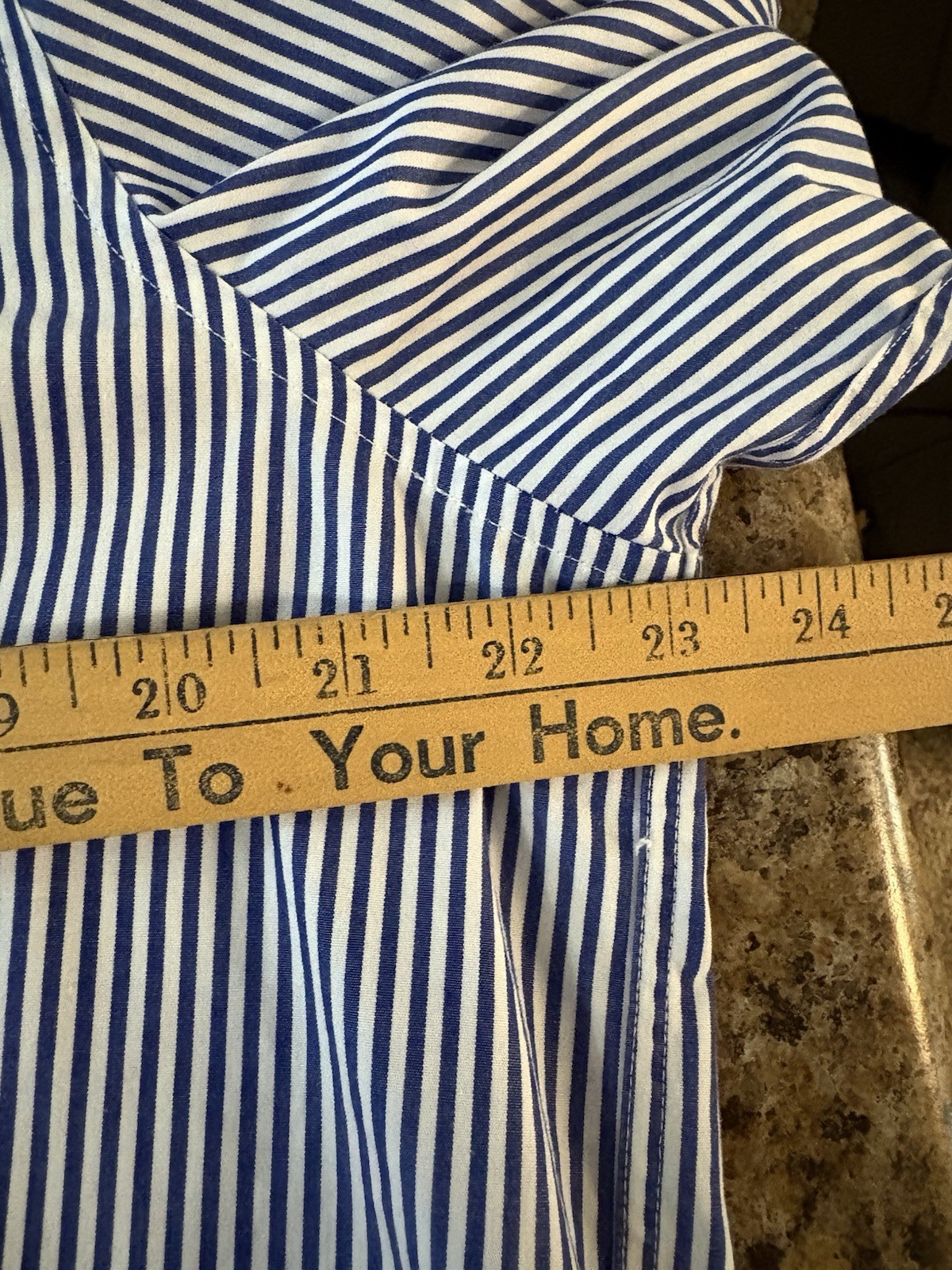 Lauren Ralph Lauren Women’s Non Iron Shirt Size XL Button Up Blue White Stripe
