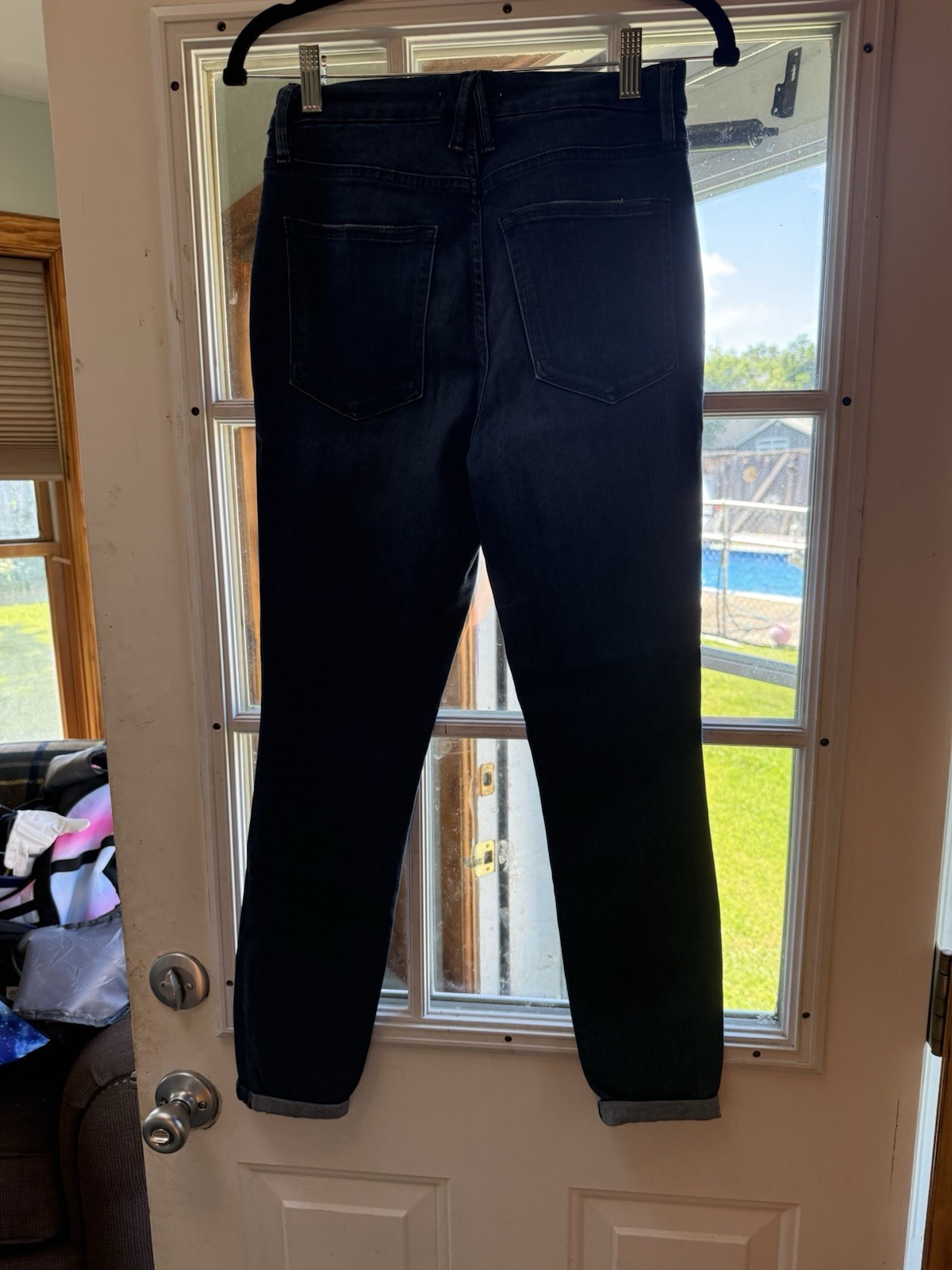 Good American Women’s Slim Skinny Jeans Blue Dark Wash Cotton Denim 5-Pocket