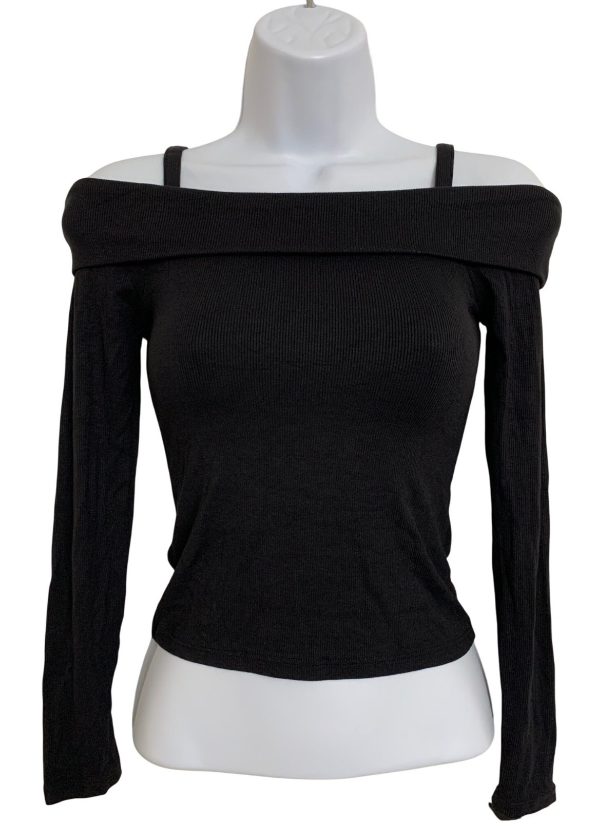 Art Class Juniors Off-The-Shoulder Long Sleeve Top Black