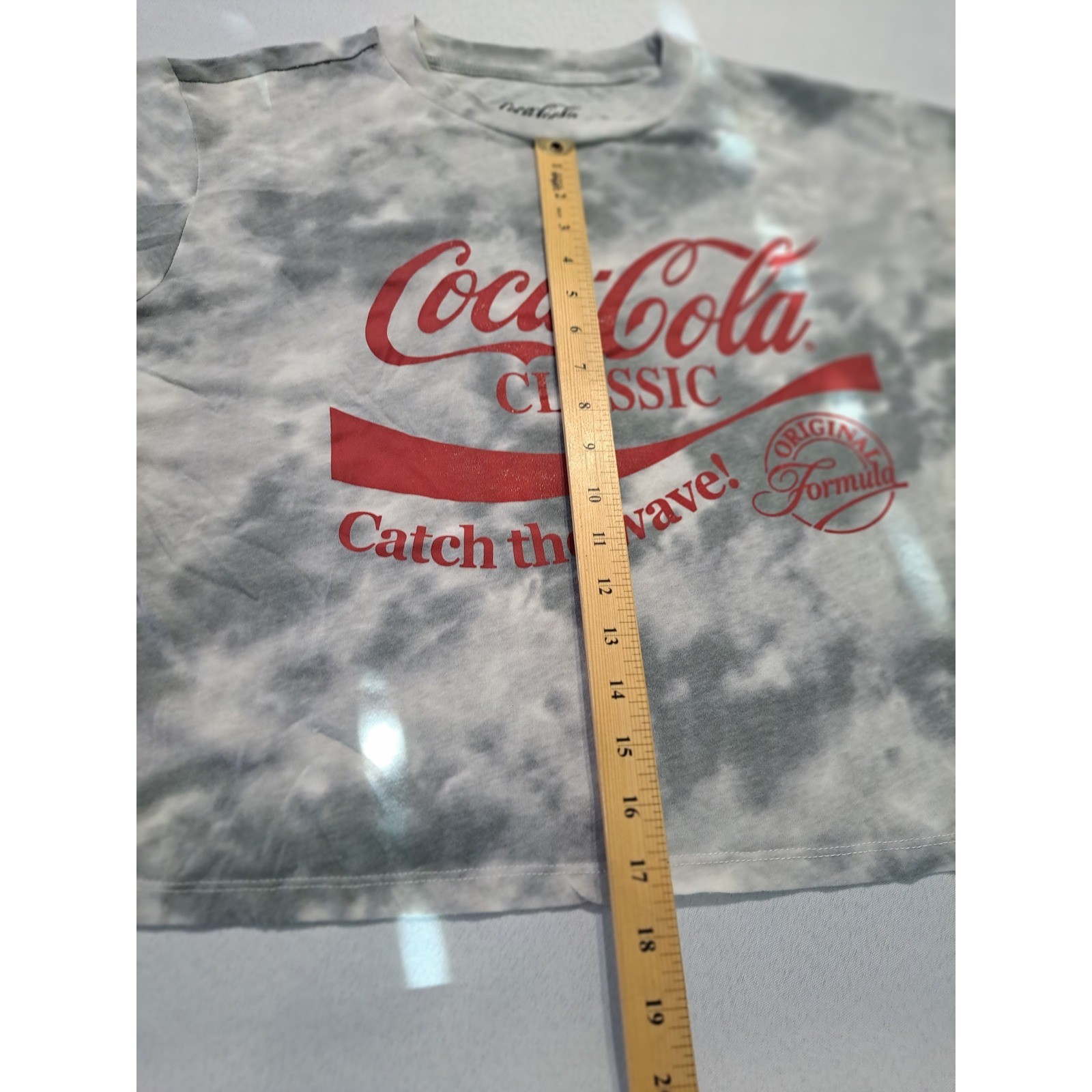 Coca-Cola Classic Tie Dye Graphic Crop T-Shirt Grey Red XL LT39926B