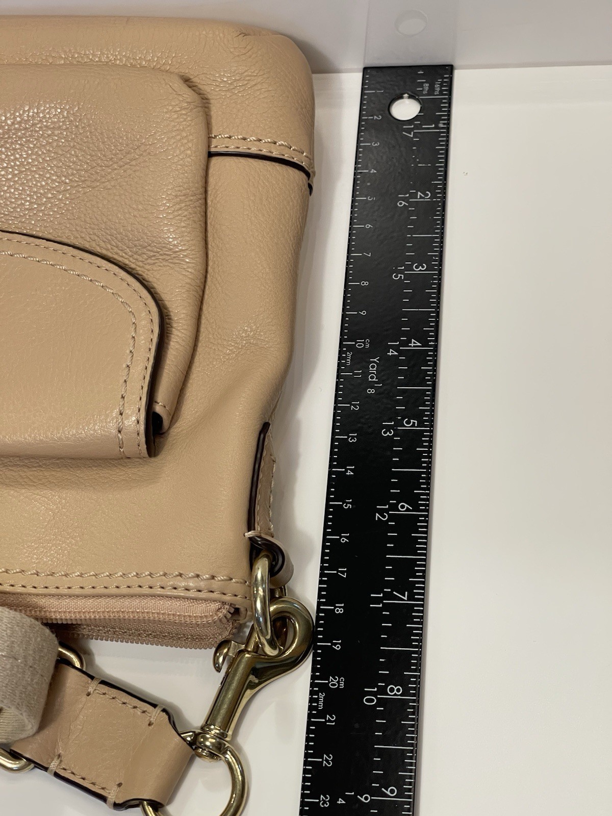 Coach Park Nude Leather Swingpack Crossbody Zip & Turn lock Brass Hardware Bag