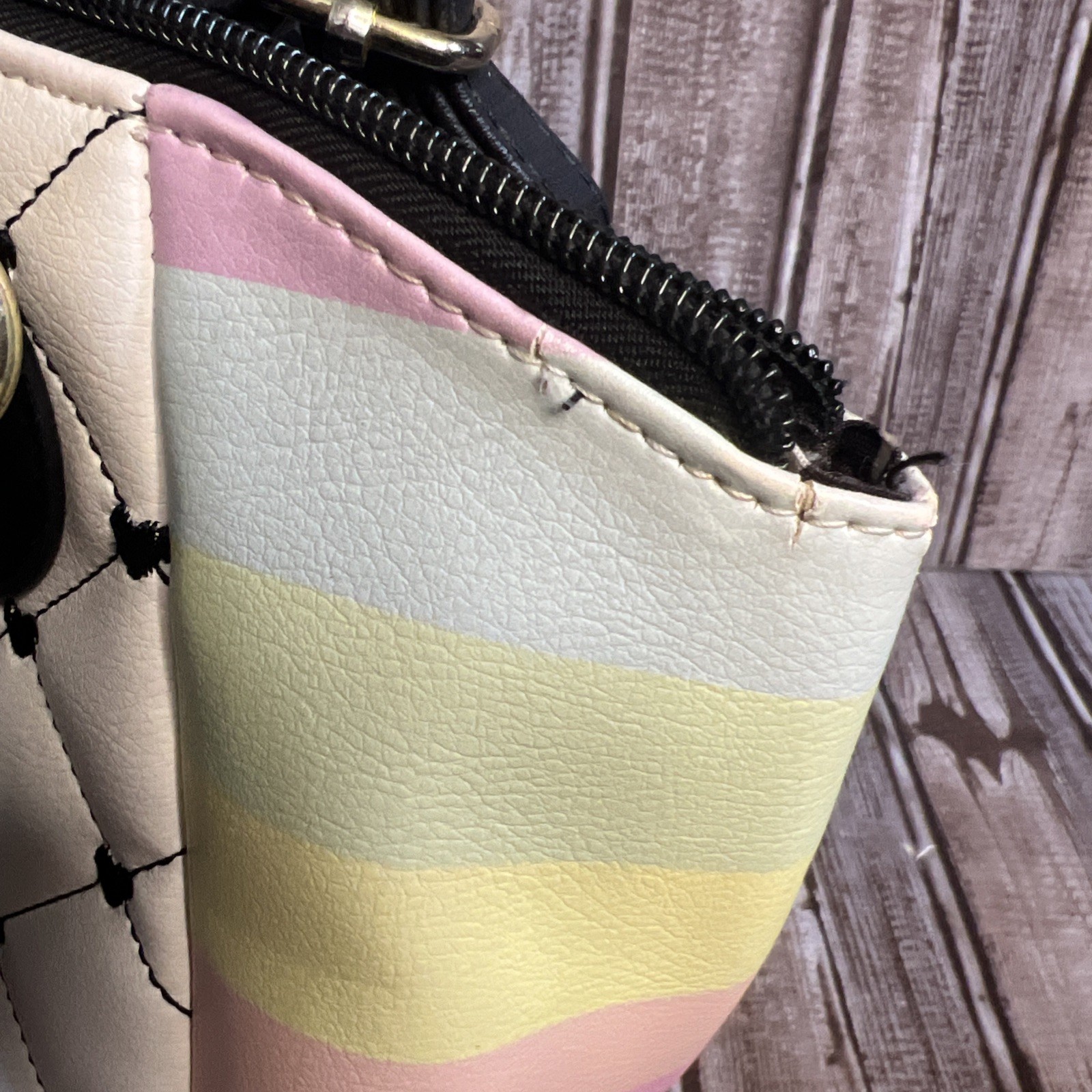 Love Betsy by Betsey Johnson Purse Black White & Pastel rainbow