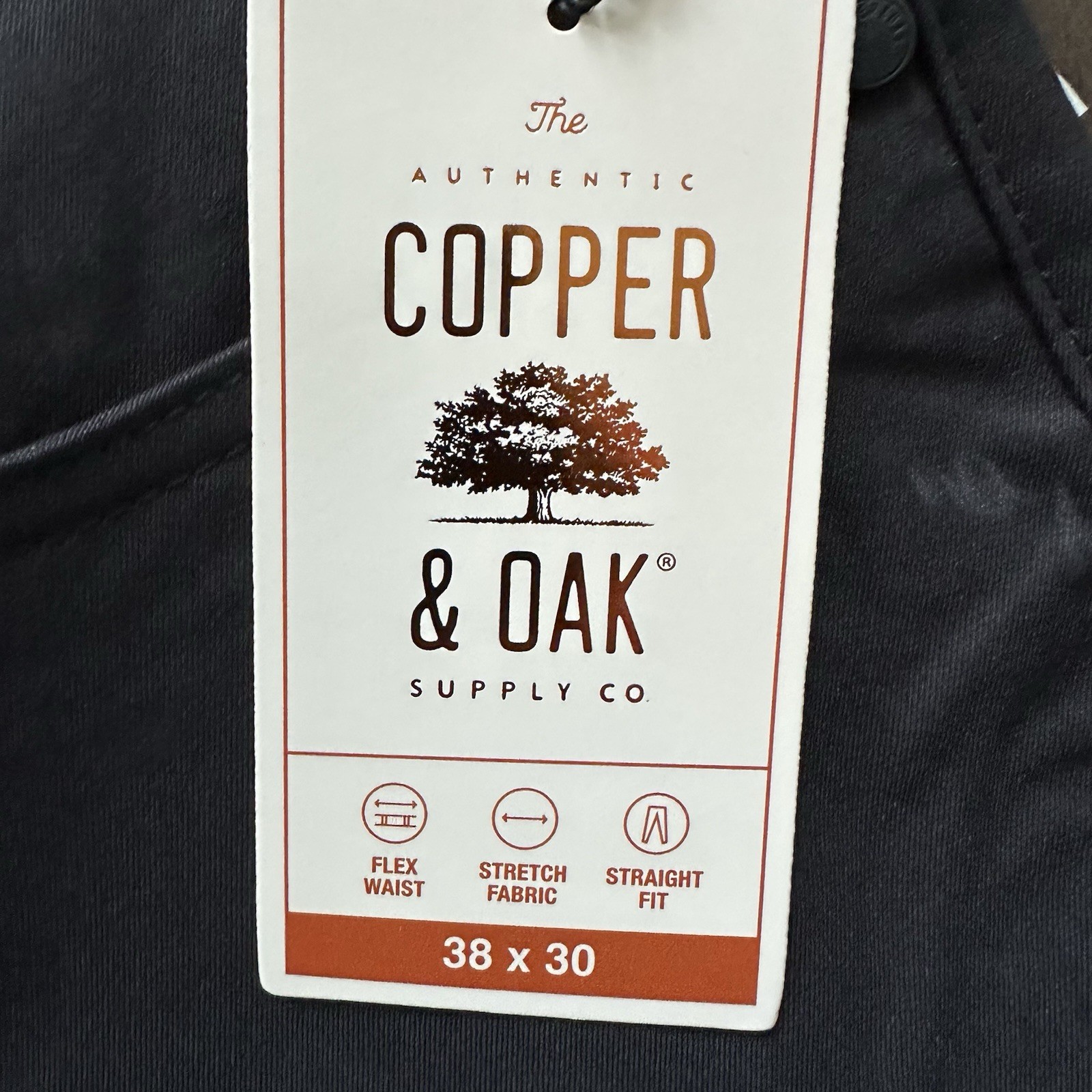 Copper & Oak NWT Men’s 38×30 5 Pocket Polyester Pants Black K5S842 NWT $75