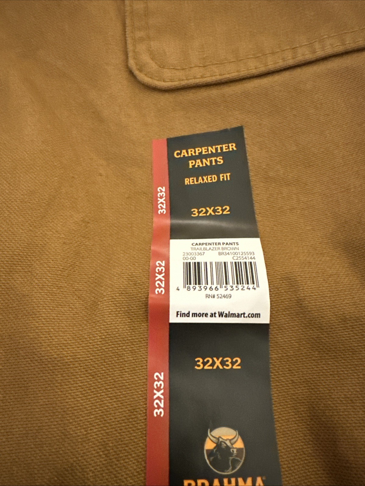 Brahma Carpenter Pants Relaxed Fit – Size 32×32 Brown , 99% Cotton/1% Spandex