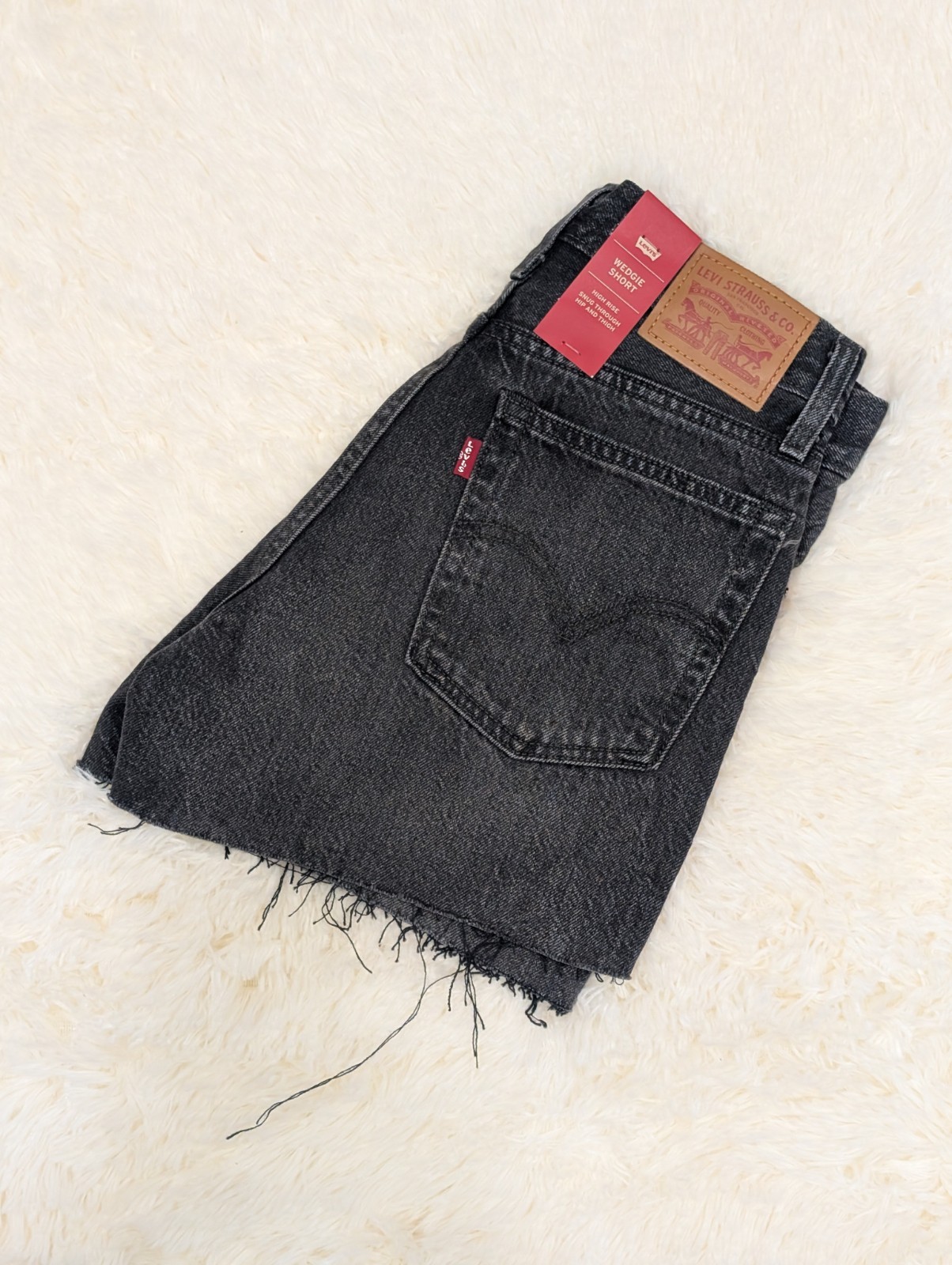 New Levis Wedgie Short Womens 26 Rhinestone Leather Label High Rise Button Fly