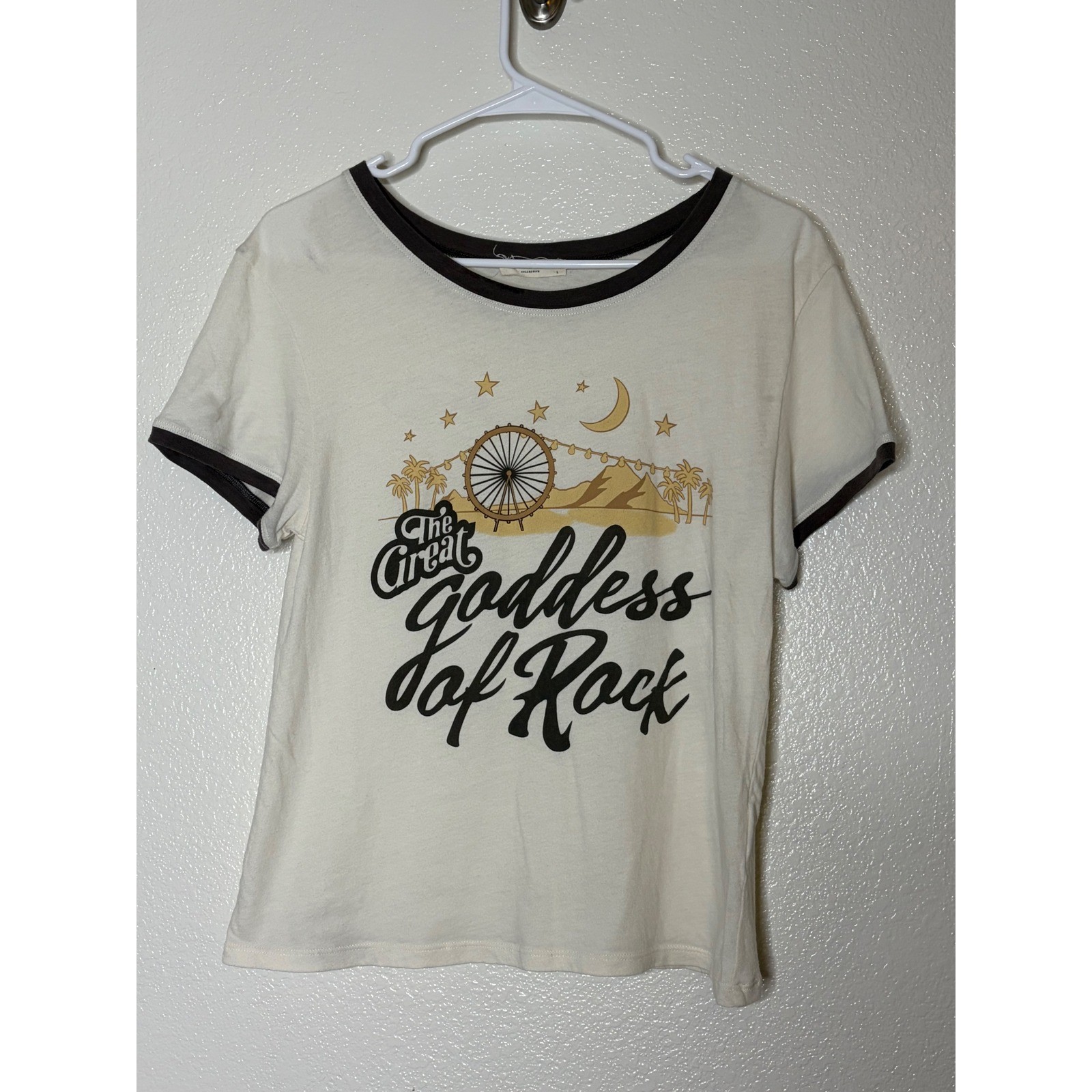 Spell & The Gypsy Collective Goddess of Rock Ringer Tee Cream Brown Large