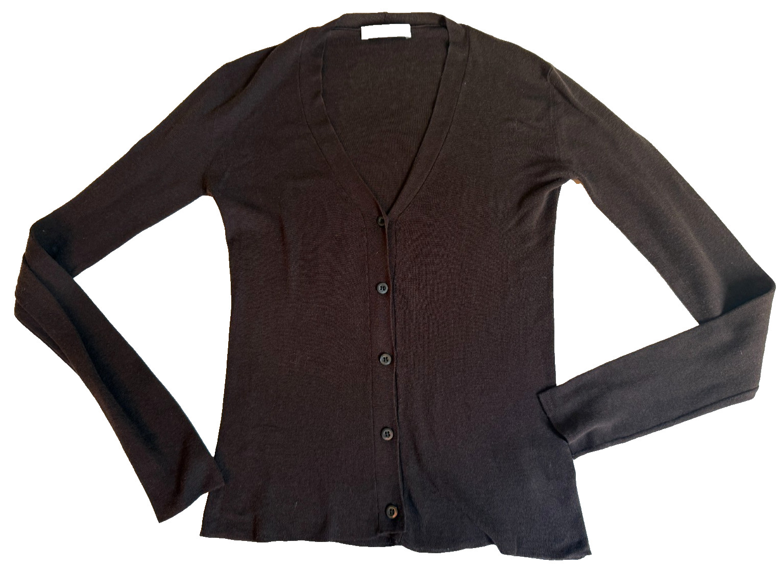 Prada Women’s Brown 100% Cotton V-Neck Cardigan Sweater SZ 40/ US 4