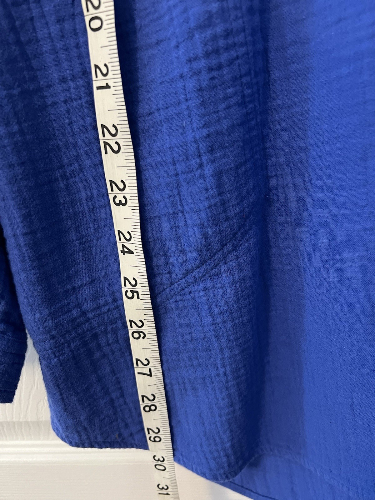 Soft Surroundings Santorini Gauze Tunic Royal Blue Button Up Cotton Shirt XL