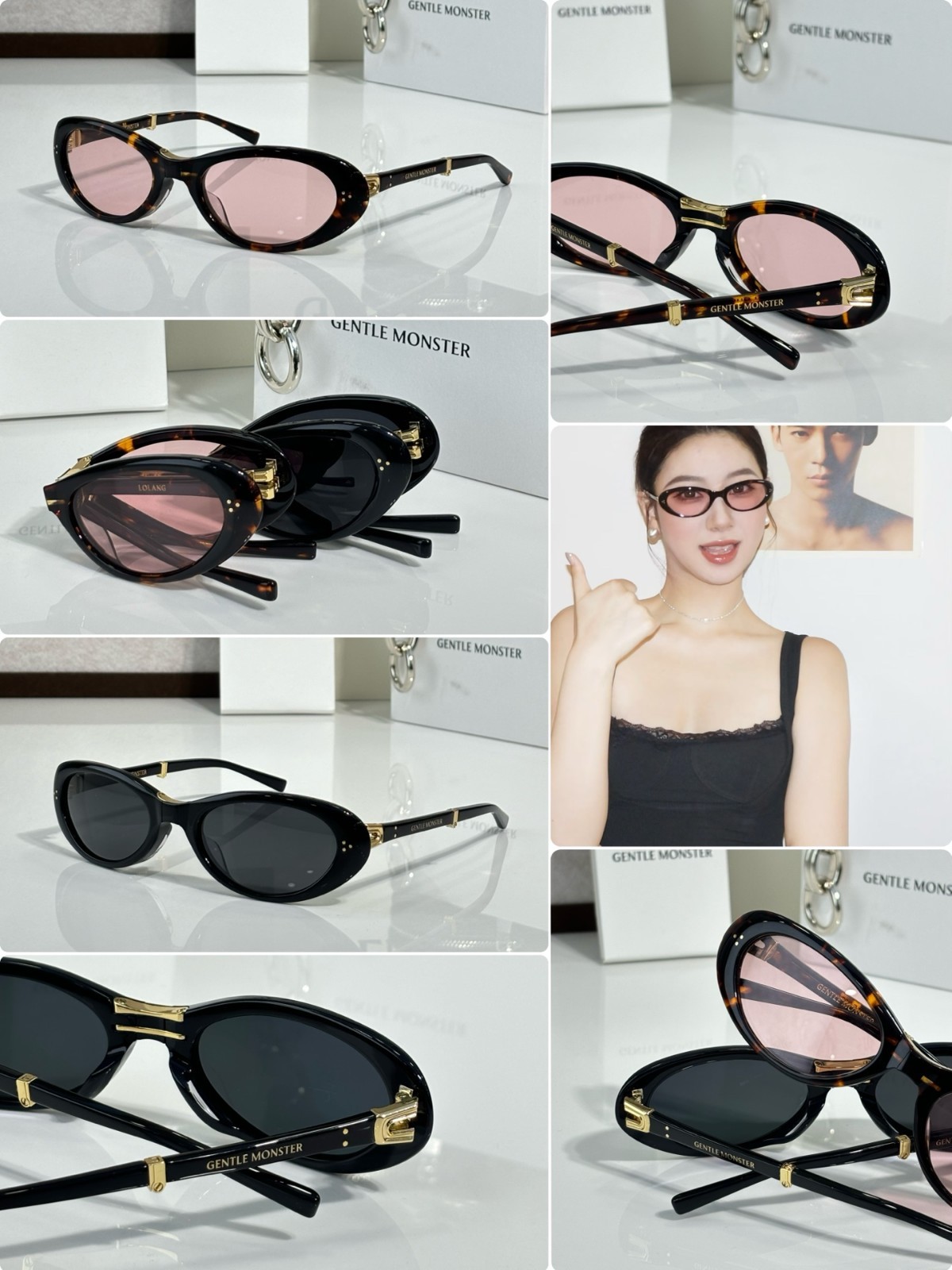 GENTLE MONSTER LOLANG Havana Light Green 55口21-132 Sunglasses New w/ Case