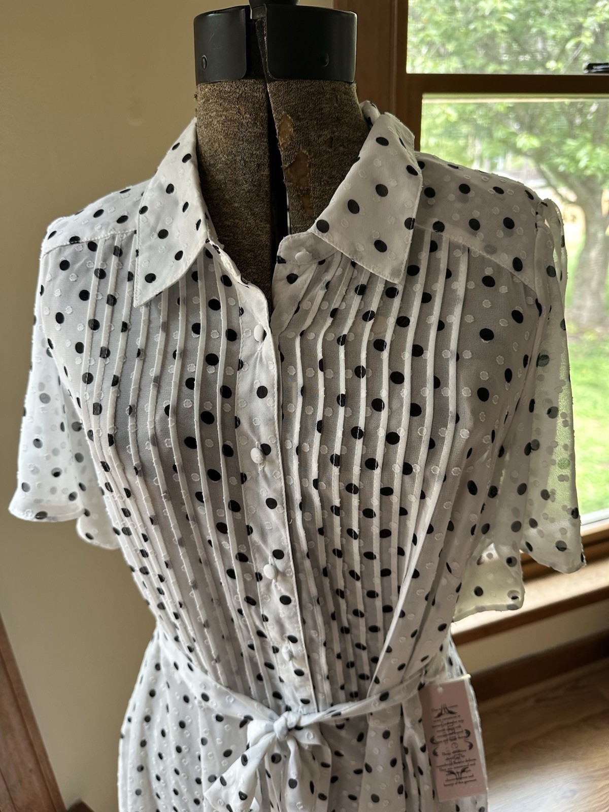 NWT Nanette Lepore Romantic Flutter Sleeve Sheer Polka Dot Midi Dress, Size 8