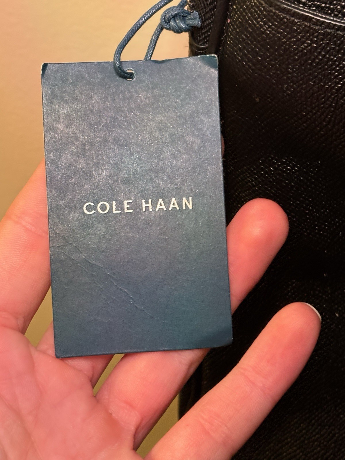 Cole Haan Black Zip Briefcase/Document Case Adjustable Crossbody Strap