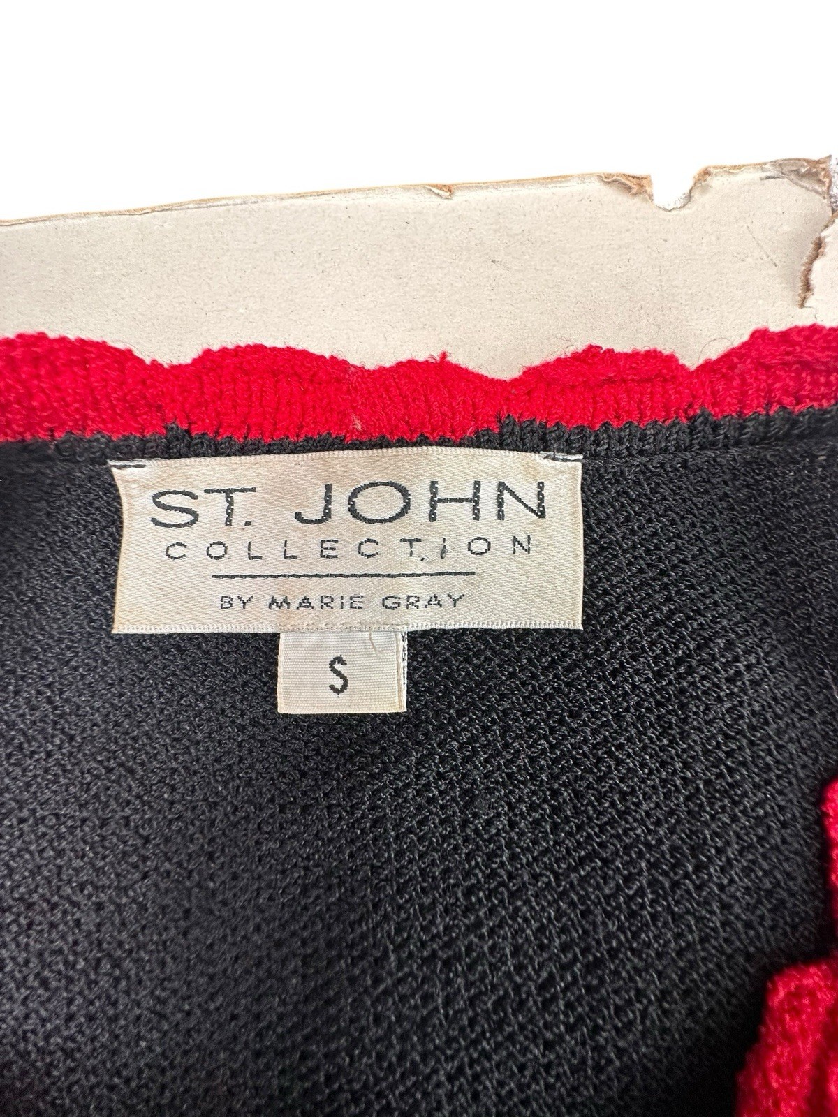 St. John Collection Black Knit Jacket Red Trim Santana Knit Women’s Small