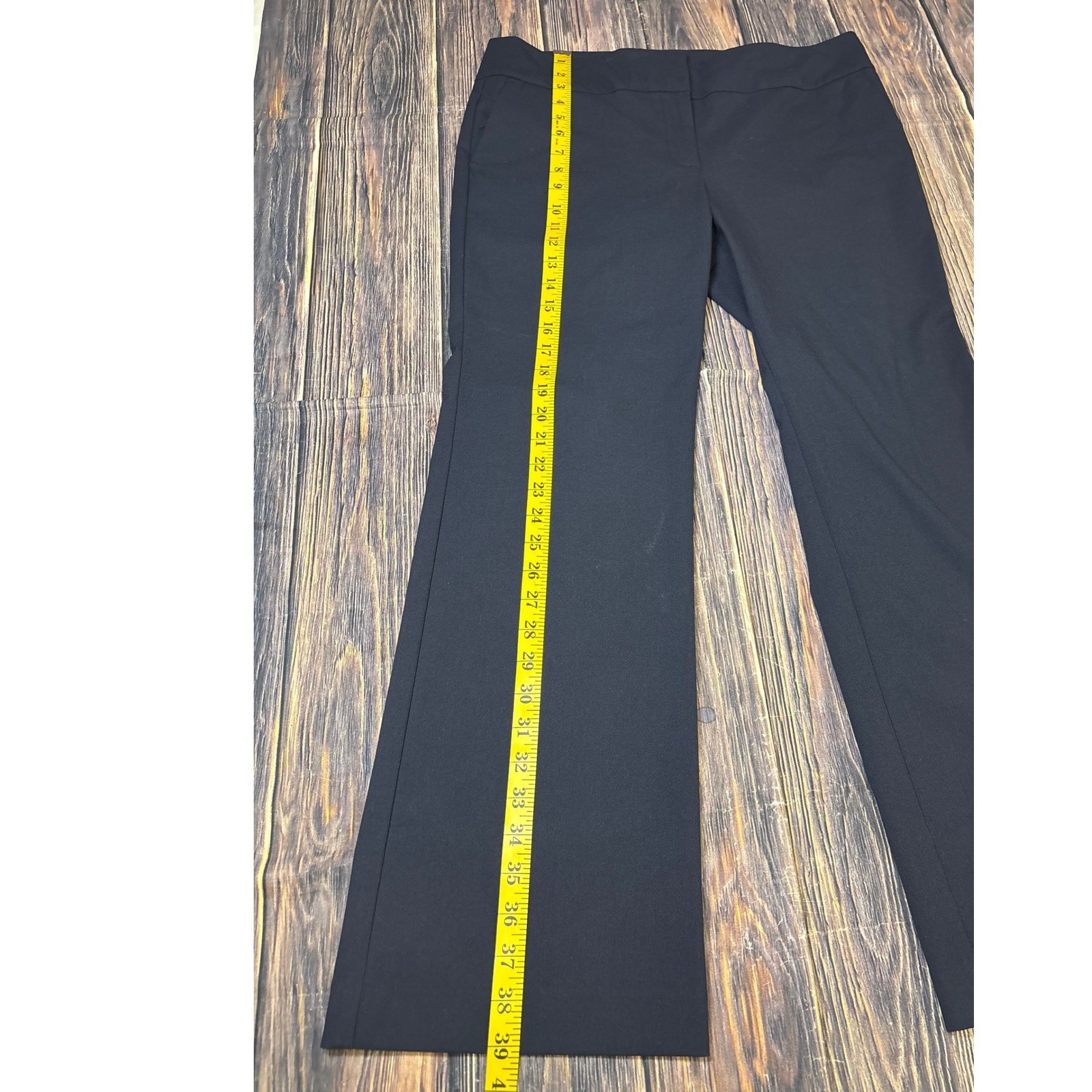 Ann Taylor Factory Dress Pants Womens 12P Navy Blue Flare Leg Stretch Career